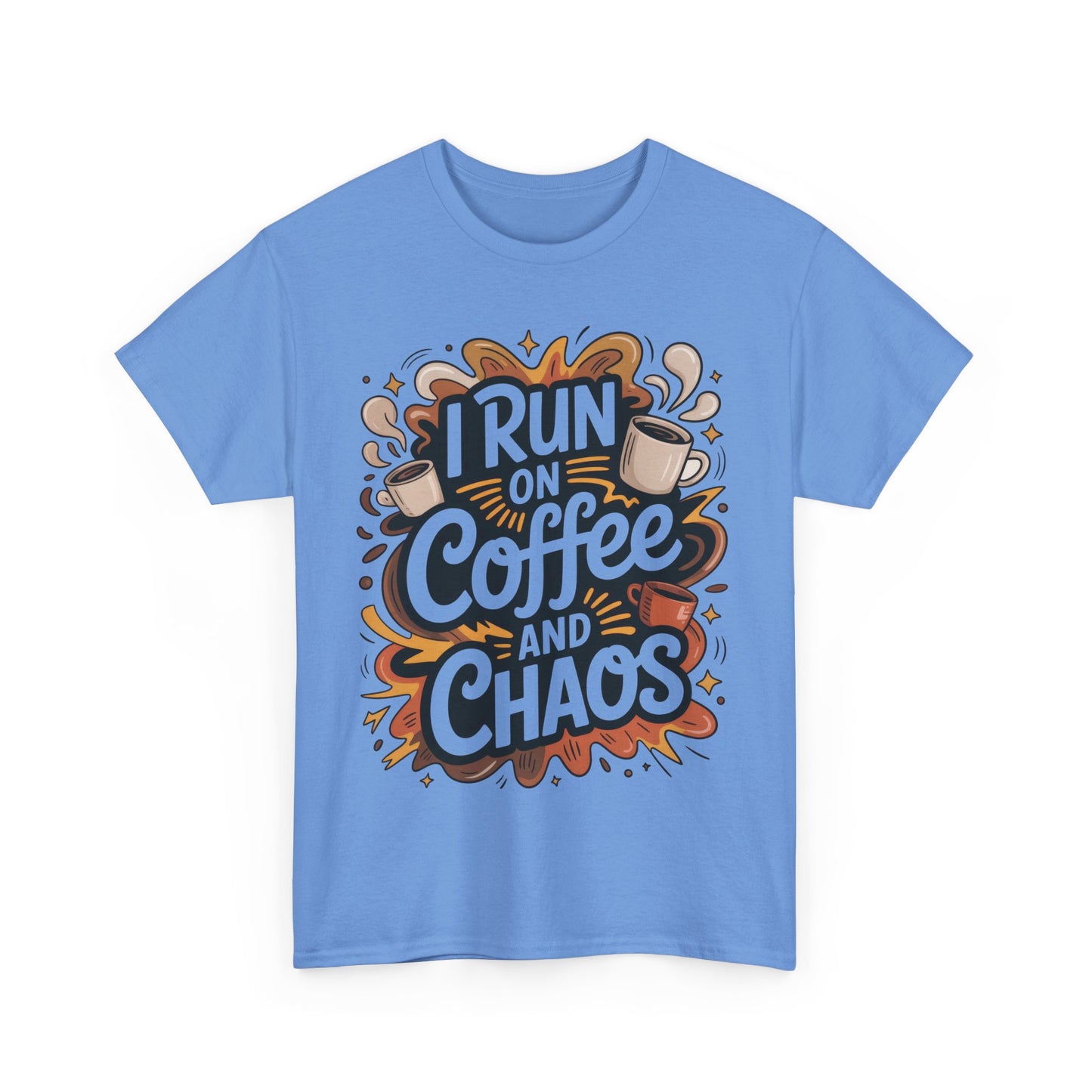 Run on Coffee and Chaos Tee, Unisex Cotton T-Shirt, Coffee Lover Gift, Casual Wear, Perfect for Relaxing Days