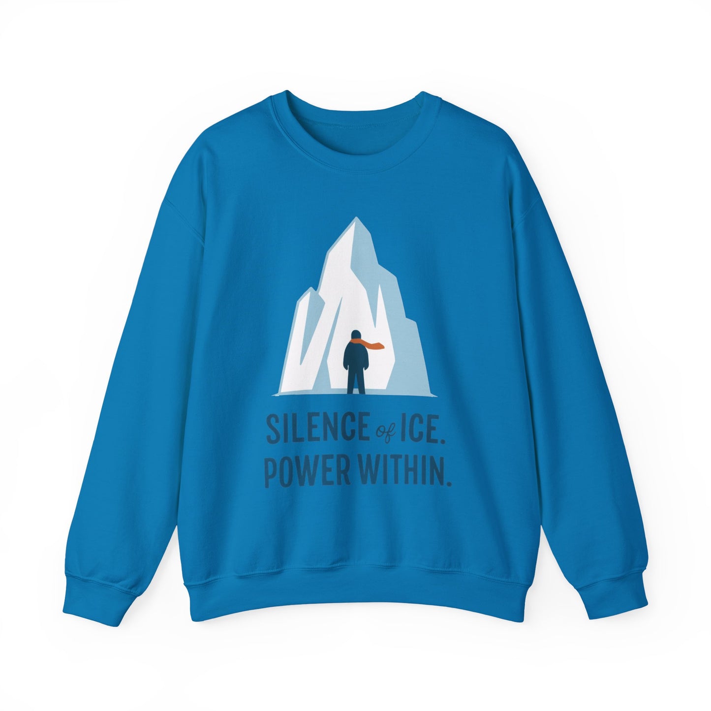 Men's Heavy Blend™ Crewneck Sweatshirt, Silence of Ice Power Within Sweatshirt, Nordic Iceberg Minimalist Pullover