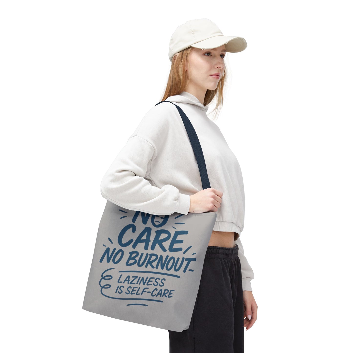 Laziness is Self-Care Funny Quote Bag, Oversized Reusable Canvas Shopping Tote, Sarcastic Self-Care Gift, Weekend Getaway, Everyday Use