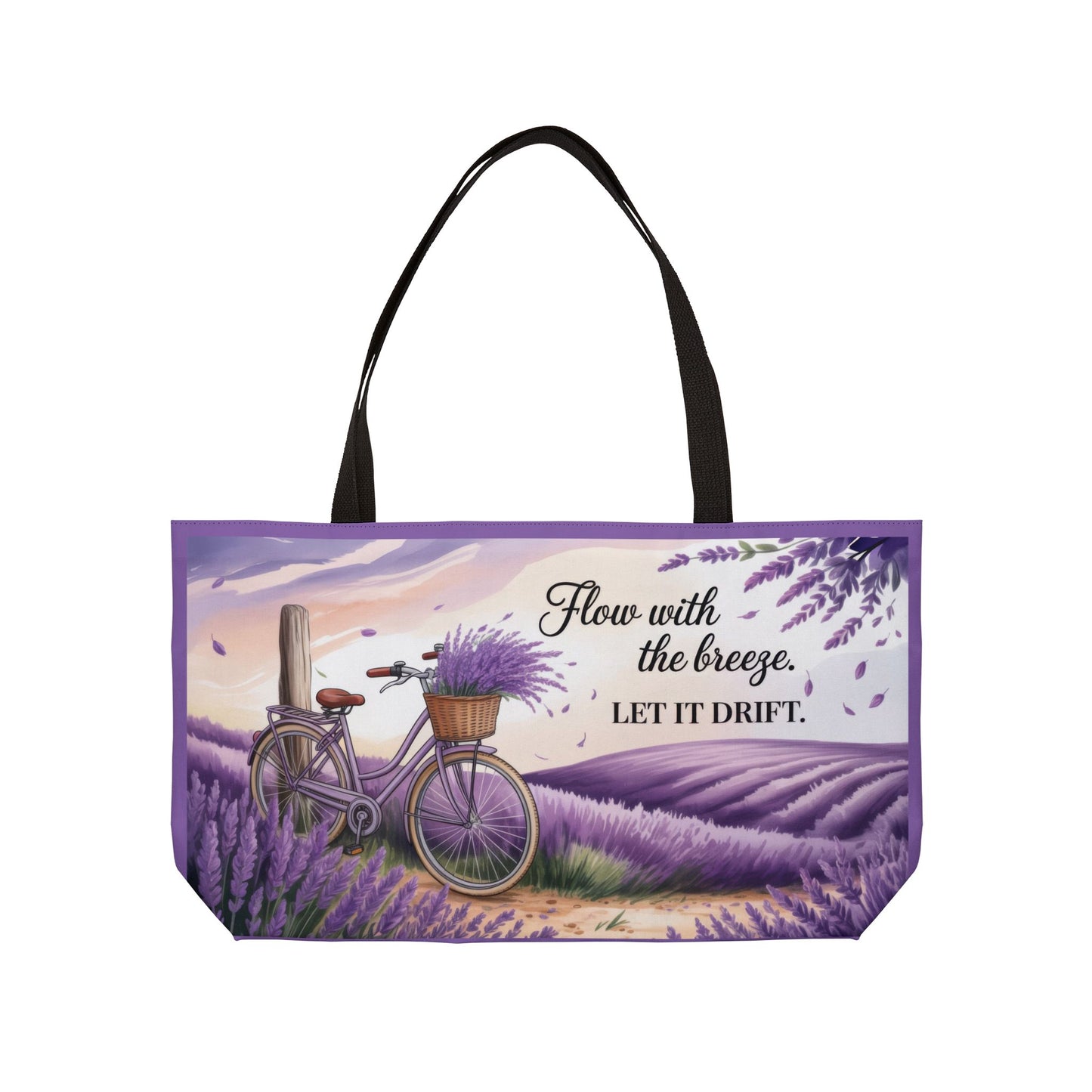 Lavender Bicycle Weekender Tote Bag, Relaxed, Stylish Beach Bag, Travel Accessory, Gift for Her, Summer Outing Essential