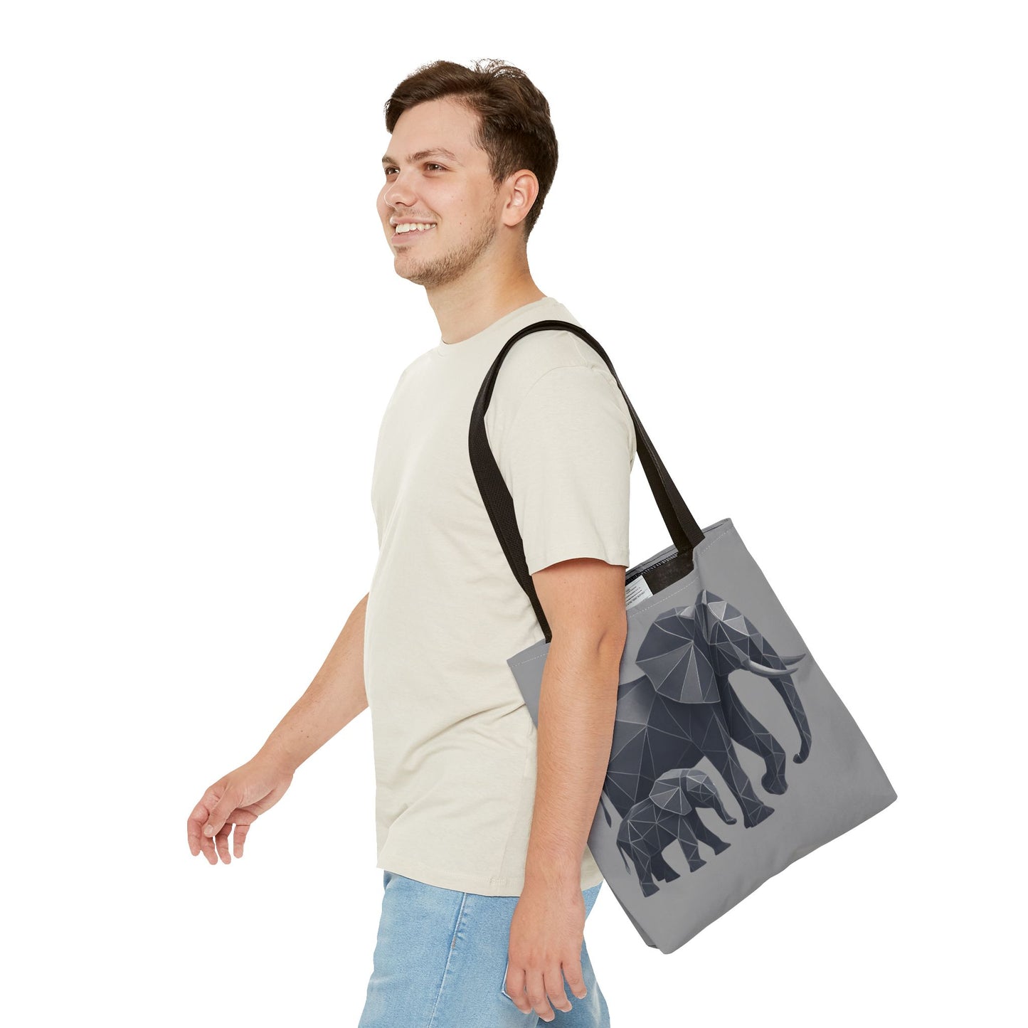 Elephant Geometric Tote Bag, Stylish Sustainable Bag, Boho Accessories, Animal Lover Gift, Canvas Shopping Bag, Beach Tote