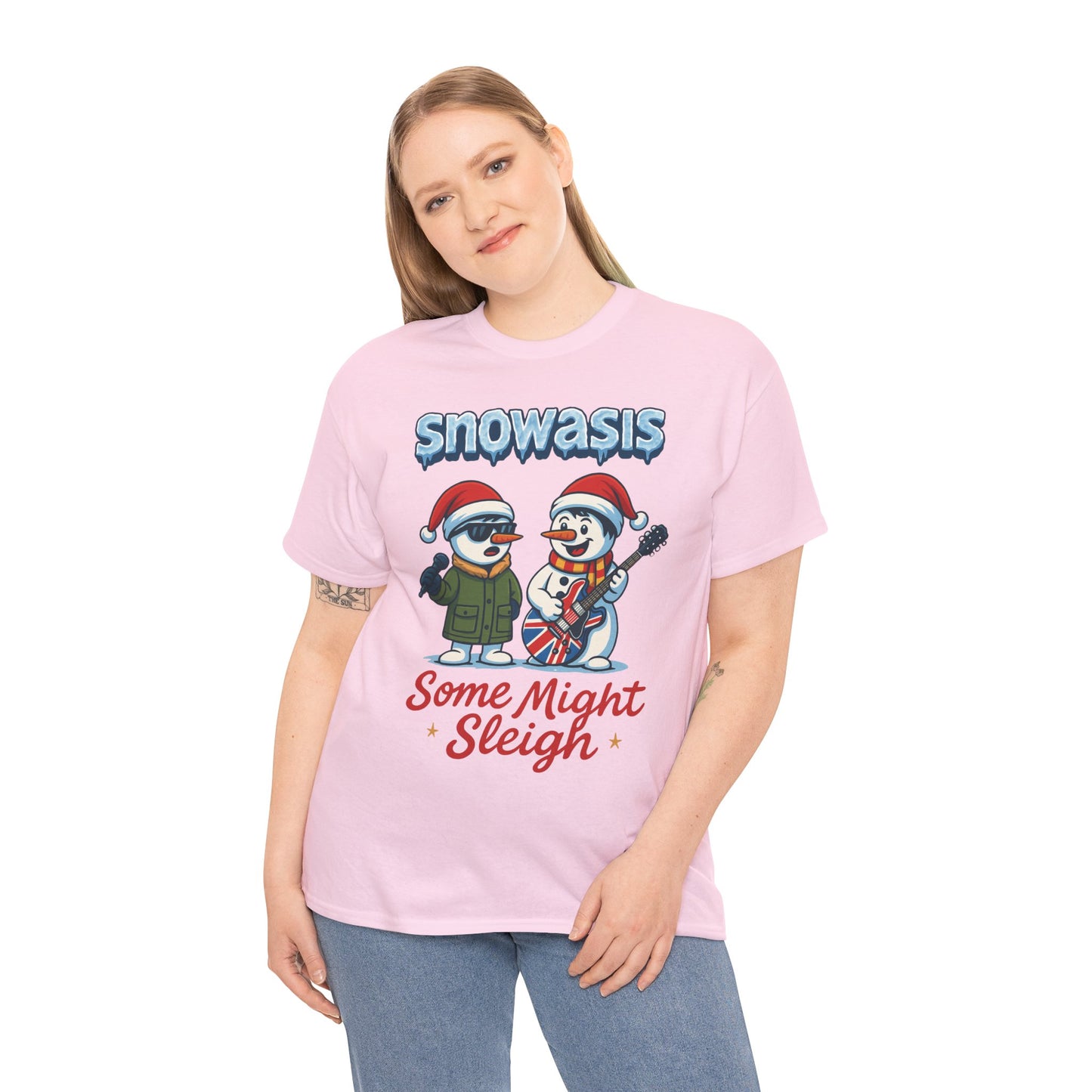 Funny Snowasis Women's Christmas T-Shirt, Retro Music Holiday Tee