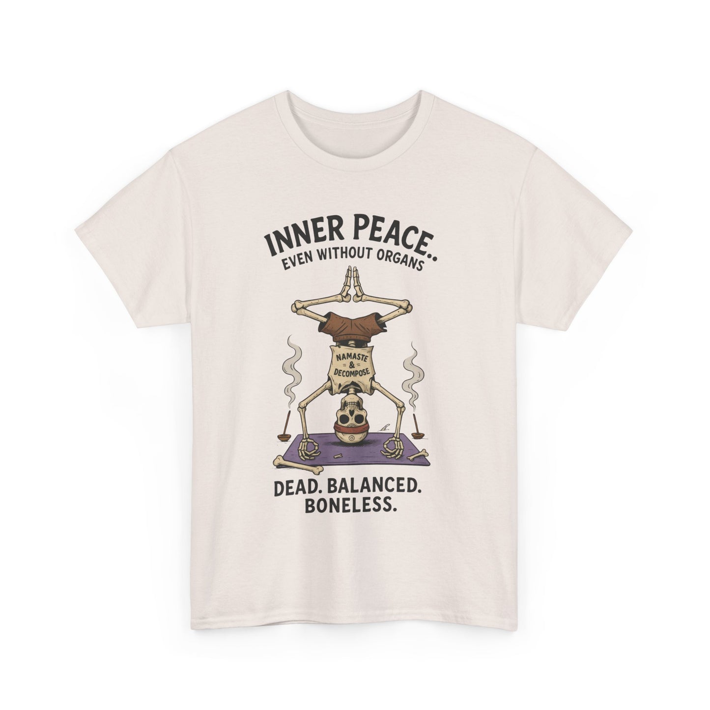Inner Peace Skeleton Yoga Unisex Tee, Dark Humor Meditation Shirt, Gift for Mindfulness Lovers, Yoga Shirt, Peaceful Vibes