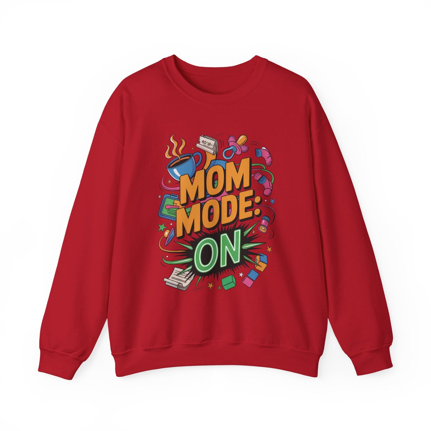 Mom Mode On Crewneck Sweatshirt, Gift for Mom, Mother's Day Humor T-Shirt, Cute Mama Life Graphic Tee, Mother's Day Gift