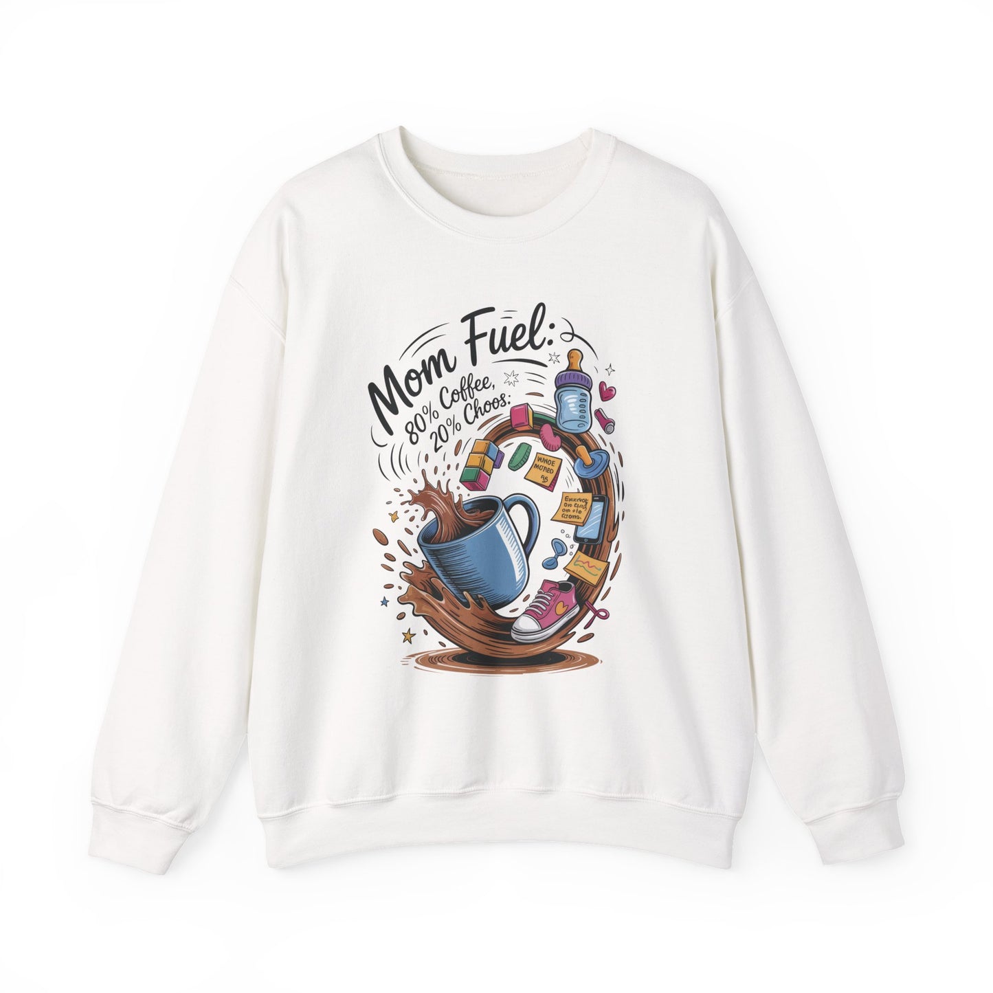 Mom Fuel Unisex Crewneck Sweatshirt, Perfect for Coffee Lovers, Gifts for Moms, Cozy Casual Wear, Funny Graphic Sweatshirt, Mother's Day