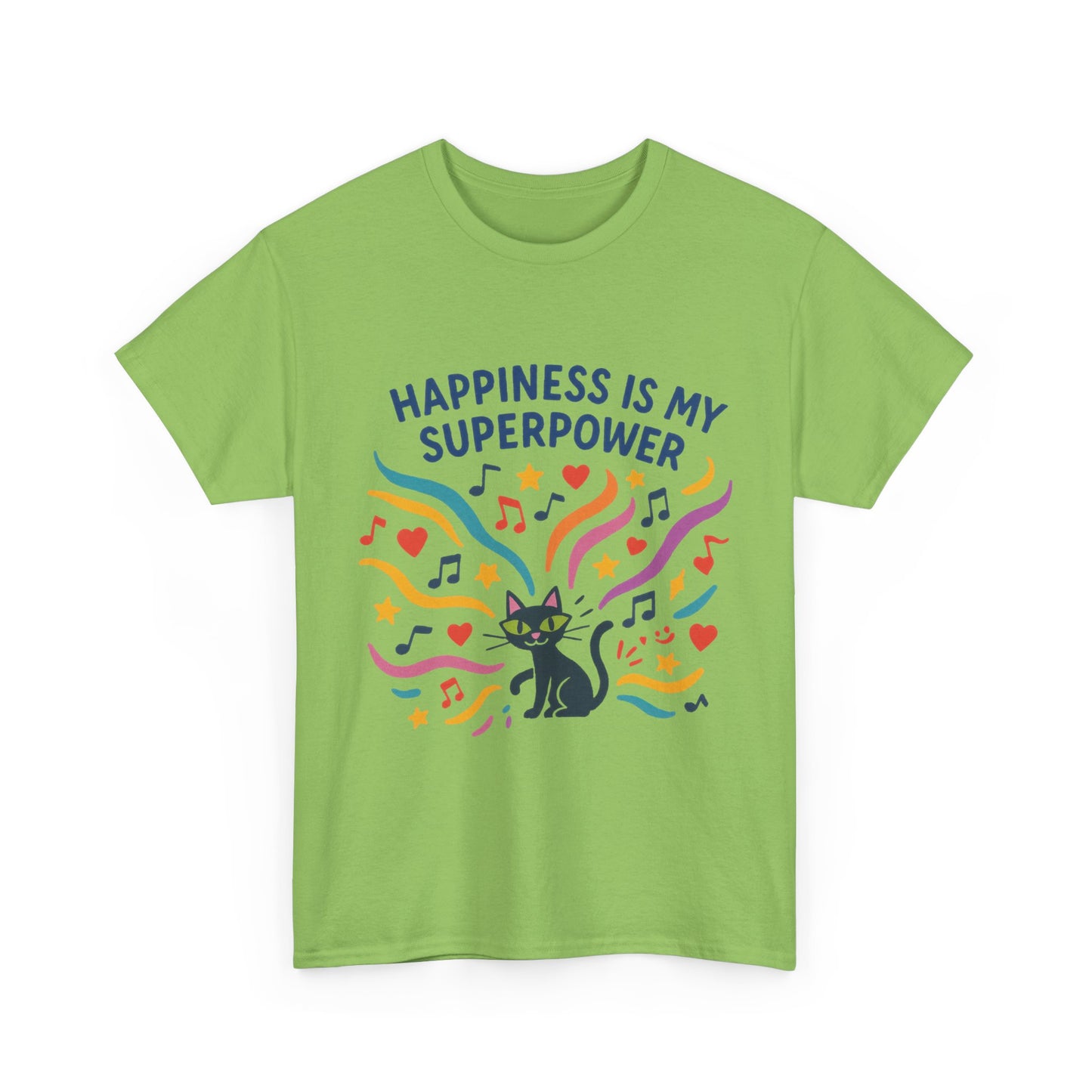 Happiness is My Superpower Tee - Fun Womens Cotton T-Shirt, Gift for Cat Lovers, Cute Pet Apparel, Everyday Wear, Positive Vibes