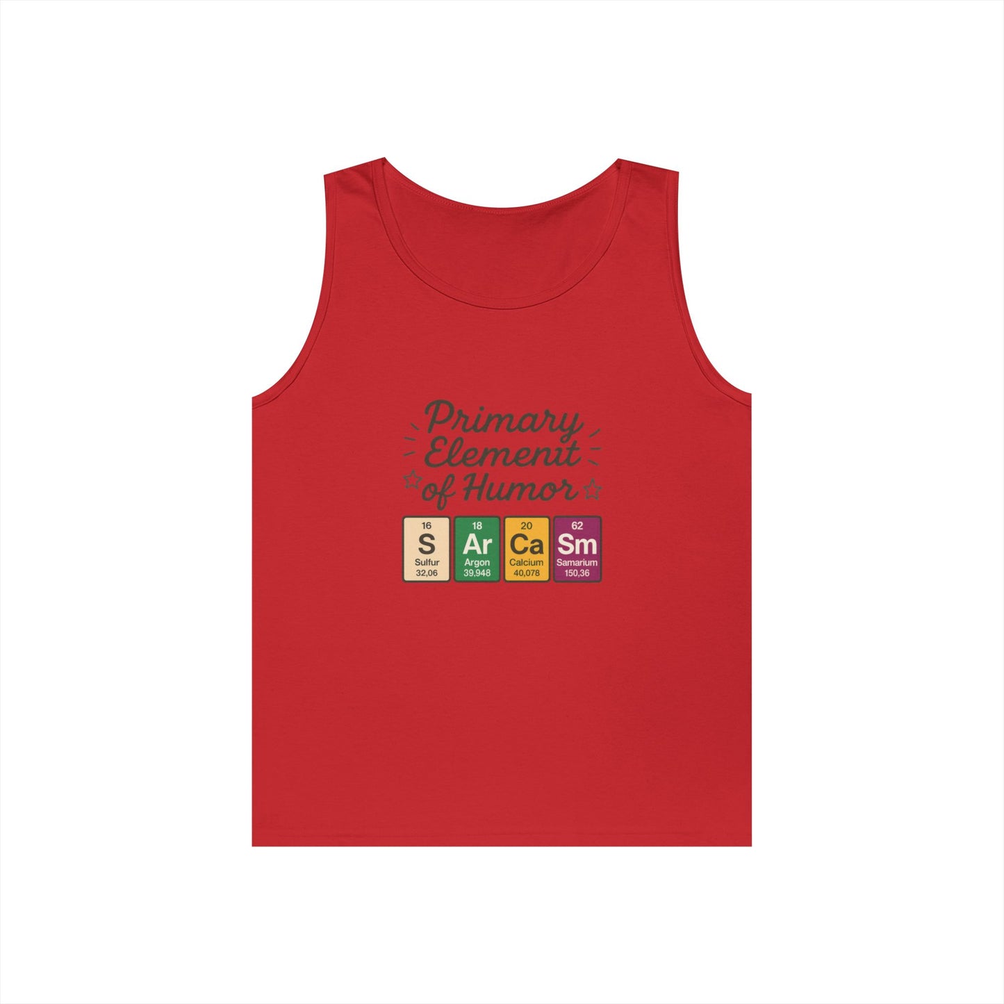 Sarcasm Tank Top for Men, Funny Chemistry Shirt, Science Humor Sleeveless Tee, Nerdy Summer Gym Shirt for Him, Chemistry Elements