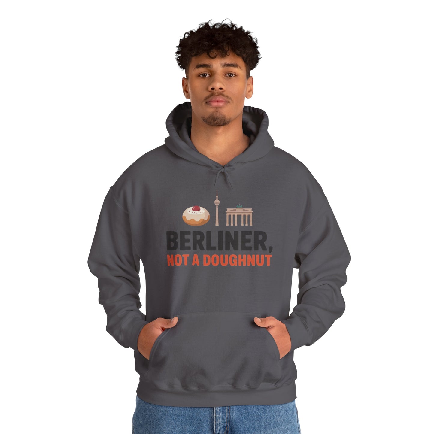Mens Heavy Blend™ Hooded Sweatshirt, Berliner Not a Doughnut Funny Berlin Hoodie for Men