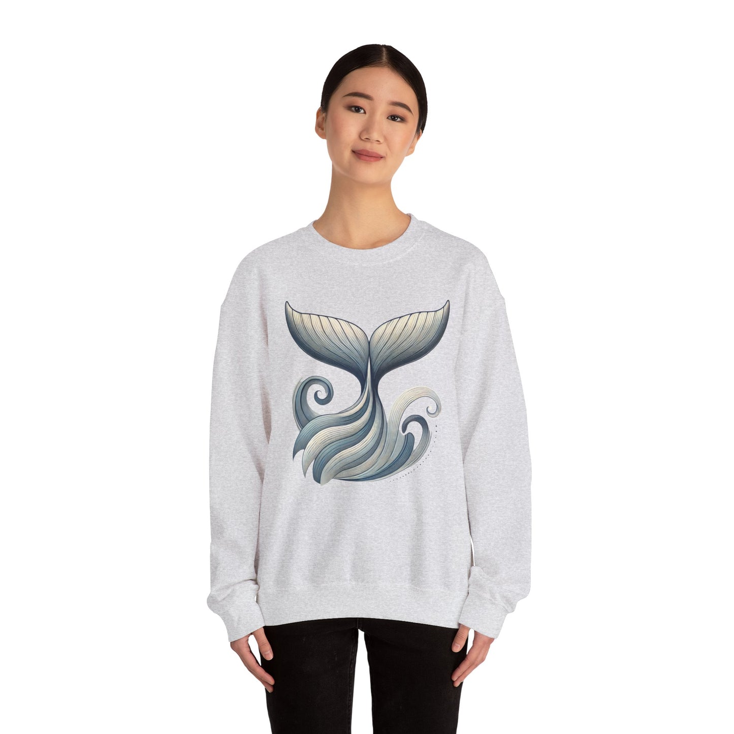 Whale Tail Ocean Sweatshirt, Unisex Heavy Blend Crewneck Sweatshirt, Nautical Coastal Sea Life Gift for Beach Lovers, Gift for Ocean Lovers