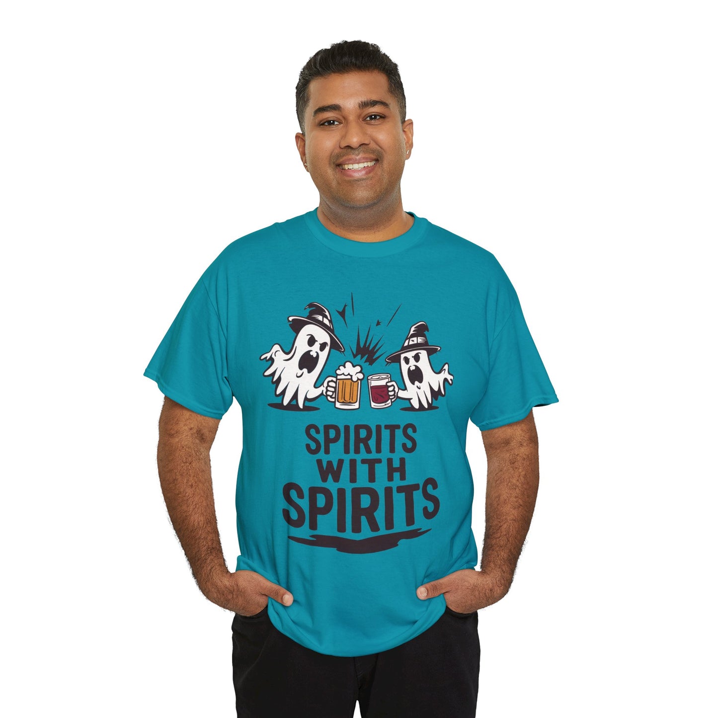 Spirits With Spirits Men's T-Shirt, Funny Ghost Drinking Halloween Party Graphic Tee