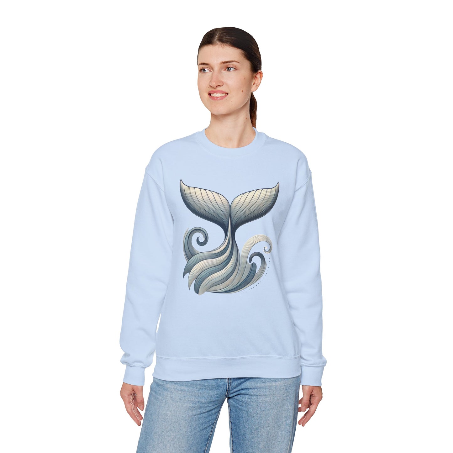 Whale Tail Ocean Sweatshirt, Unisex Heavy Blend Crewneck Sweatshirt, Nautical Coastal Sea Life Gift for Beach Lovers, Gift for Ocean Lovers