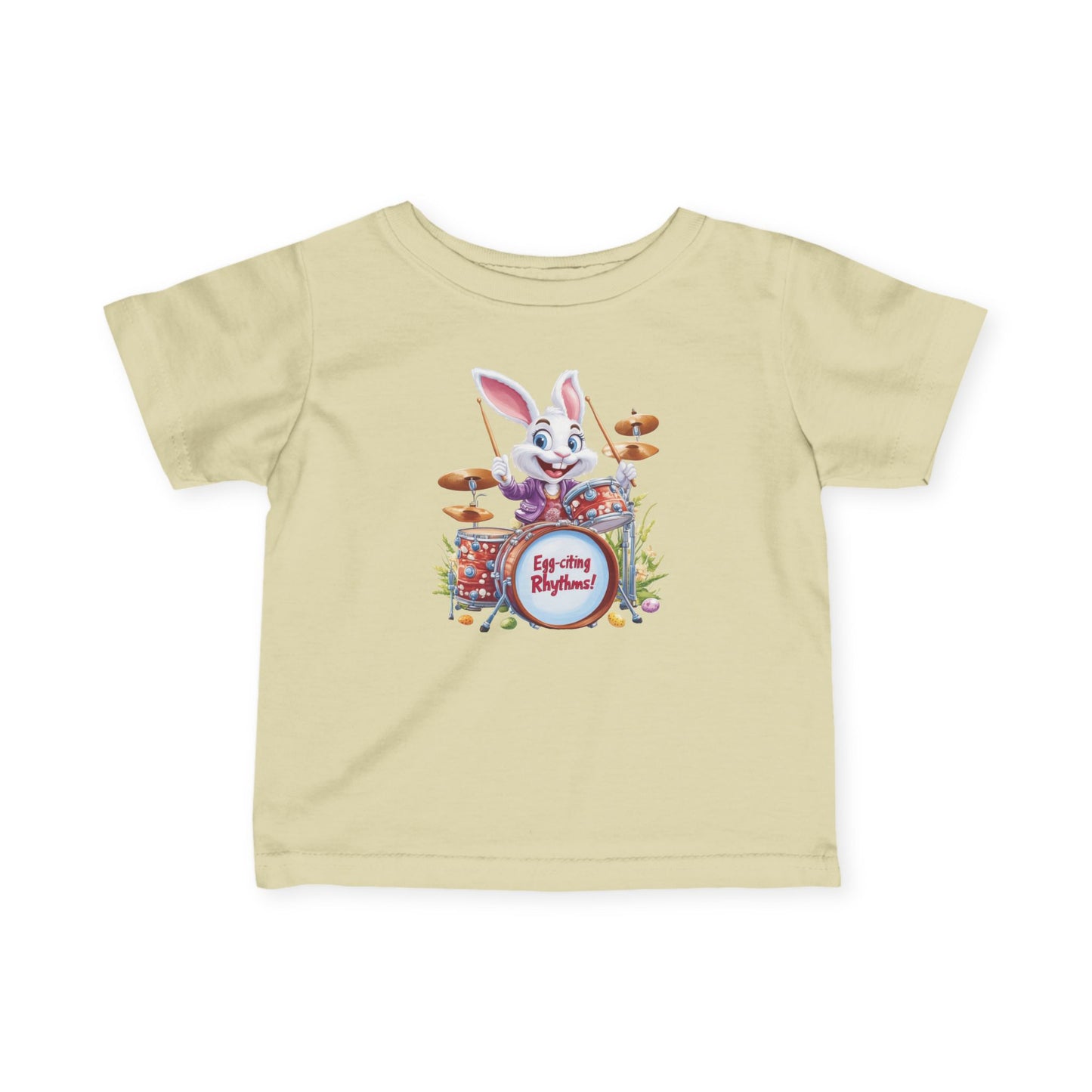 Baby Easter Bunny Drummer Tee - Cute Infant Music Shirt for 6-24 Months, Fun Spring Gift for Babies, Adorable Bunny Playing Drums