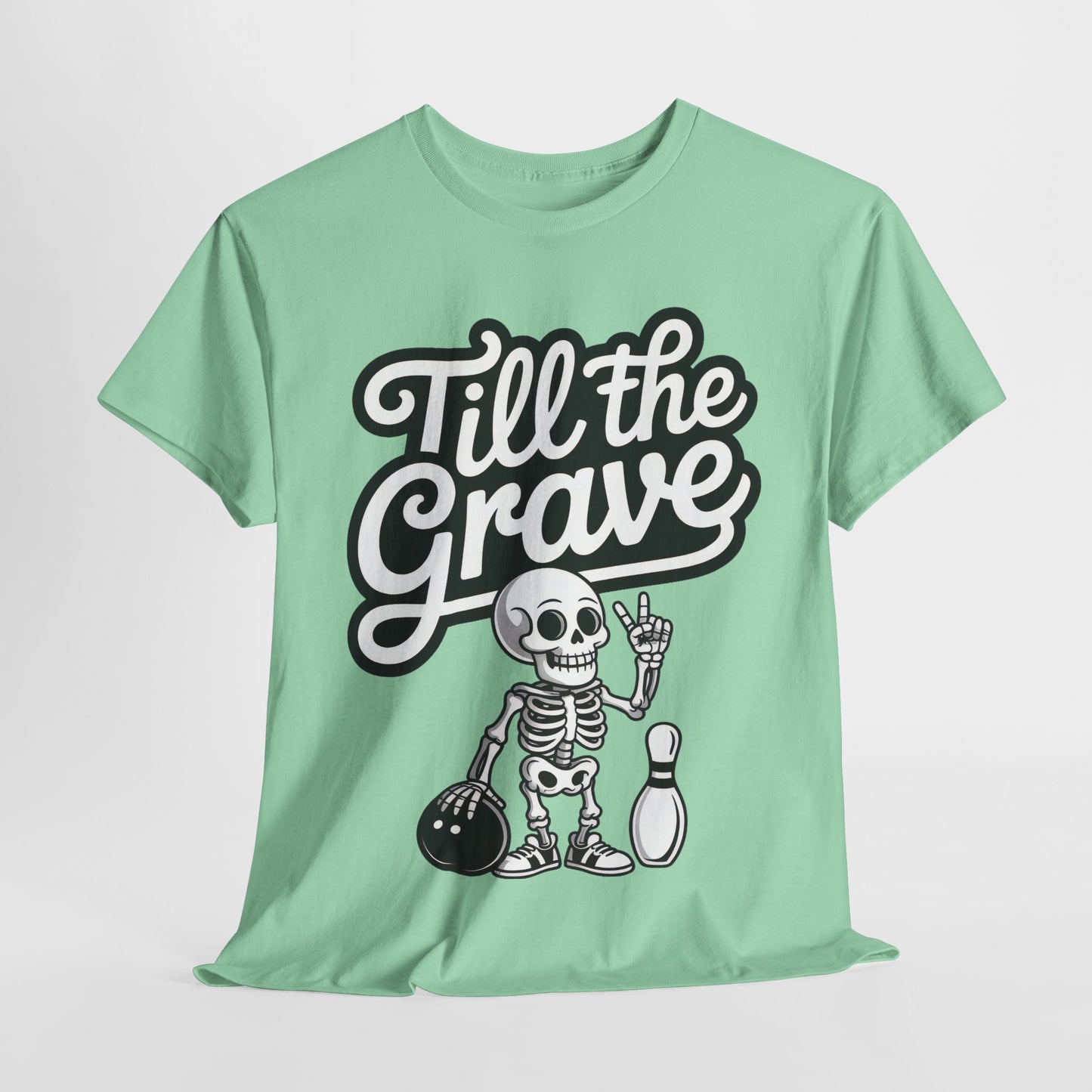 Funny Skeleton Bowling Womens Tee, Till the Grave, Funny Shirt, Halloween Gift, Skull Graphic, Casual Wear, Sporty Style
