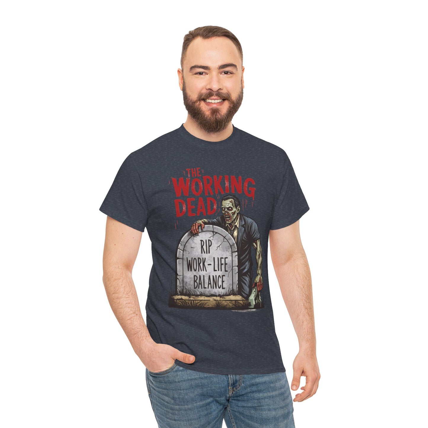 The Working Dead Shirt Men, Funny Work Life Balance Zombie Tee, RIP Work Shirt, Halloween Tee