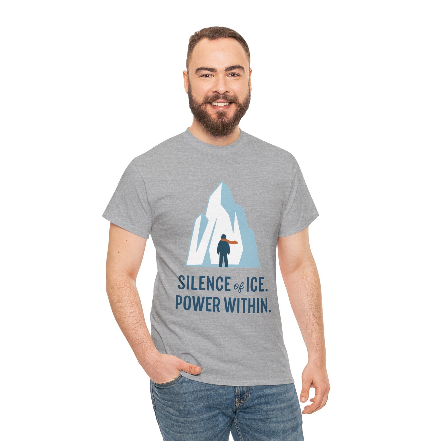 Silence of Ice Power Within Mens T-Shirt, Minimalist Nordic Iceberg Graphic Tee