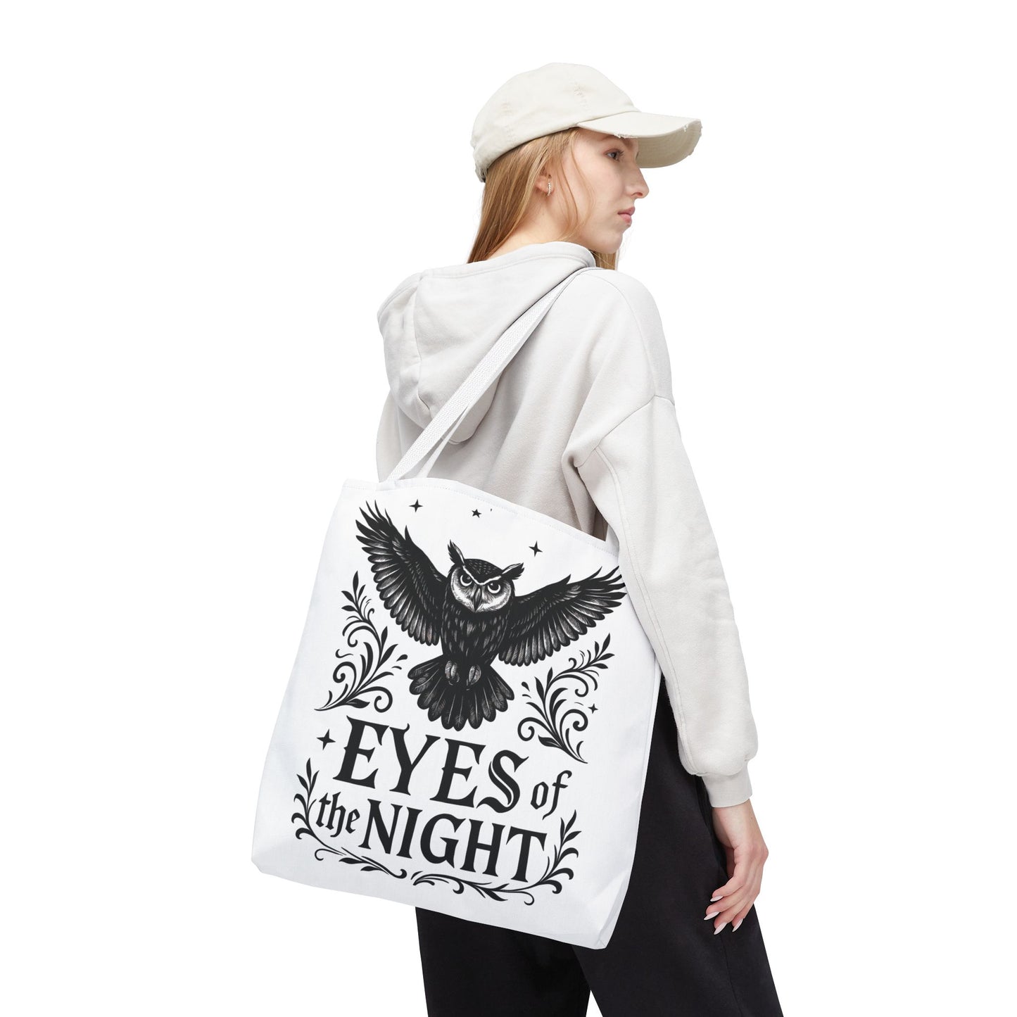 Eyes of the Night Owl Tote Bag, Artsy Shopping Bag, Eco-Friendly Carryall, Unique Gift for Animal Lovers, Halloween Decor, Beach Tote