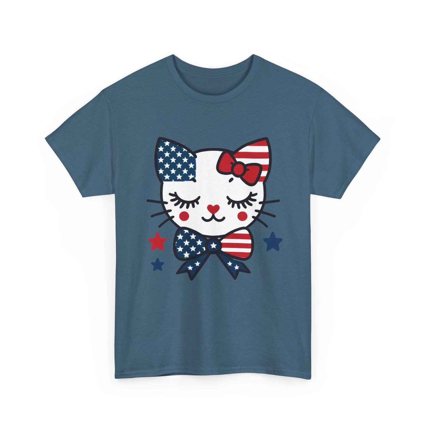 Patriotic Cat Women's Tee, Cute Cat Shirt, Women's T-Shirt, July 4th Outfit, Independence Day Gift, Animal Lover Apparel
