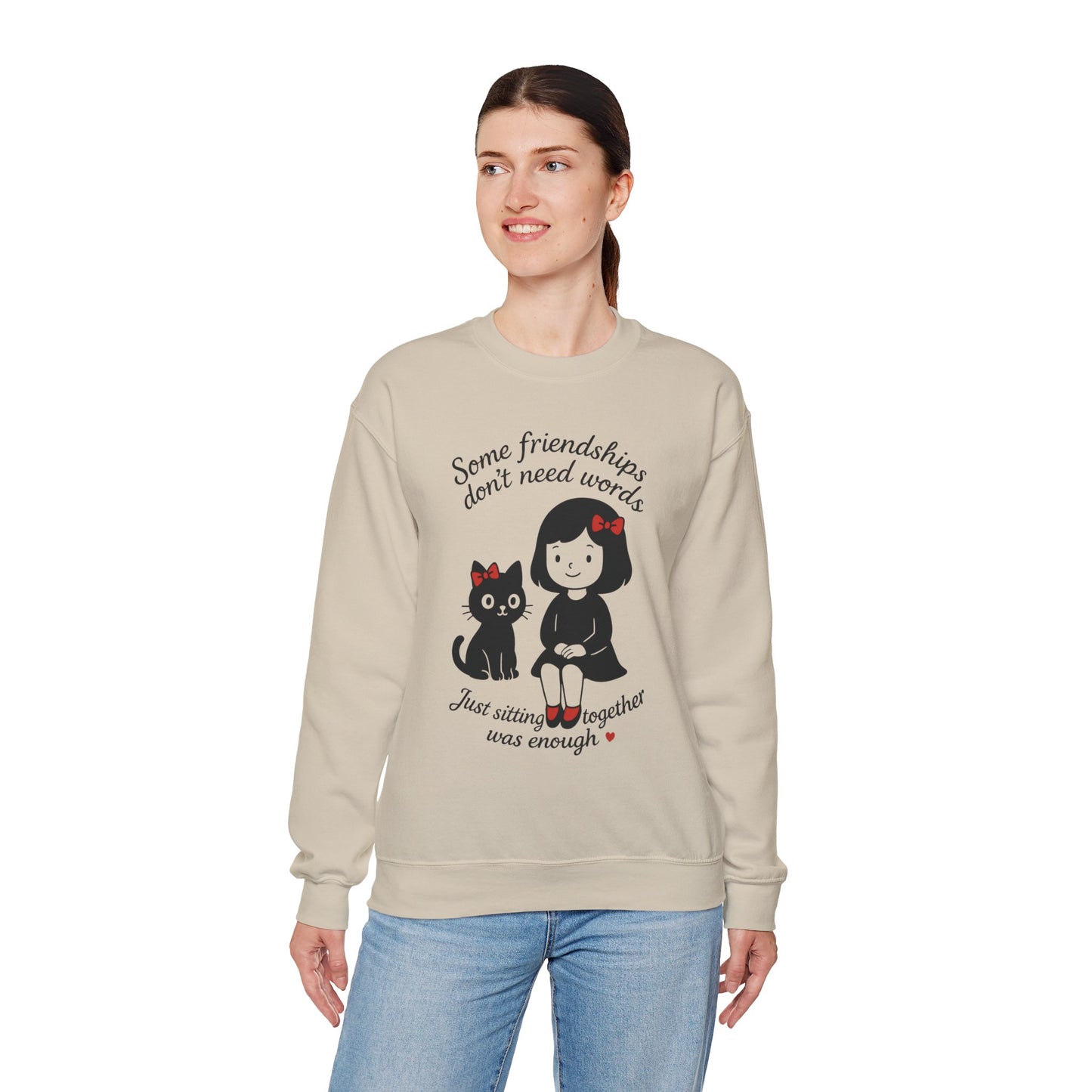 Friendship Womens Sweatshirt - Cozy Womens Crewneck with Cute Cat Design, Perfect Gift for Cat Lovers, Friendship Day, Casual Wear