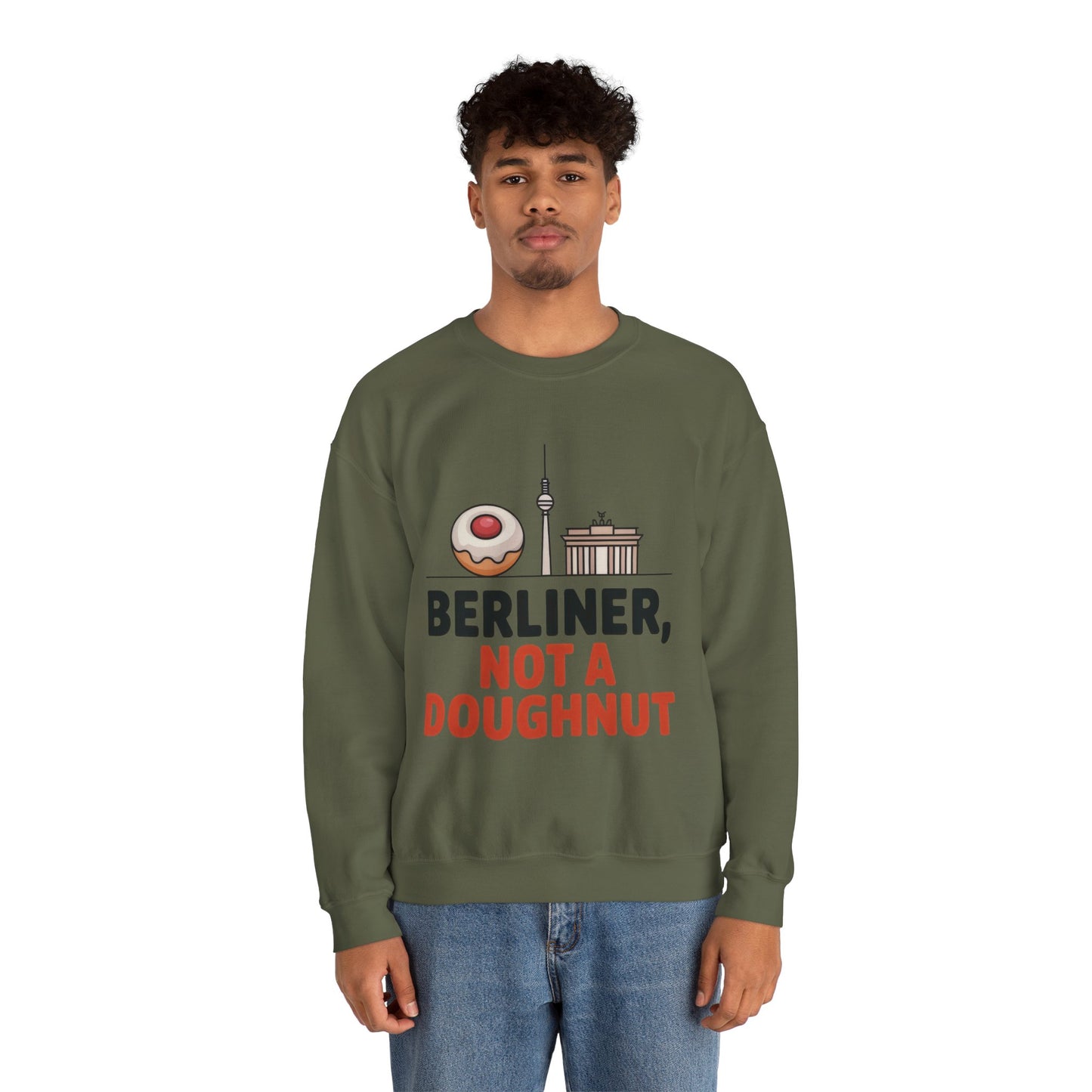Mens Heavy Blend™ Crewneck Sweatshirt, Berliner Not a Doughnut Funny Berlin Mens Sweatshirt