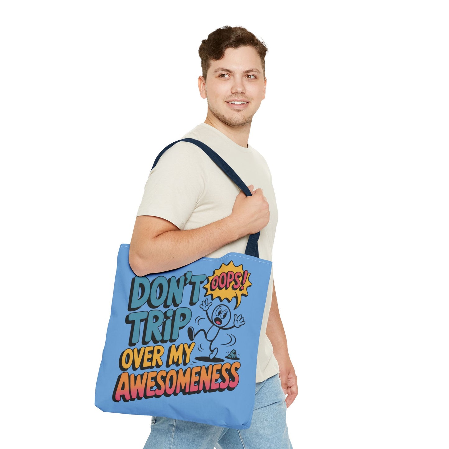 Funny Tote Bag - "Don't Trip Over My Awesomeness" - Perfect for Gifts, Beach Days, Shopping, & More!, , Large Tote Bag, beach weekender bag