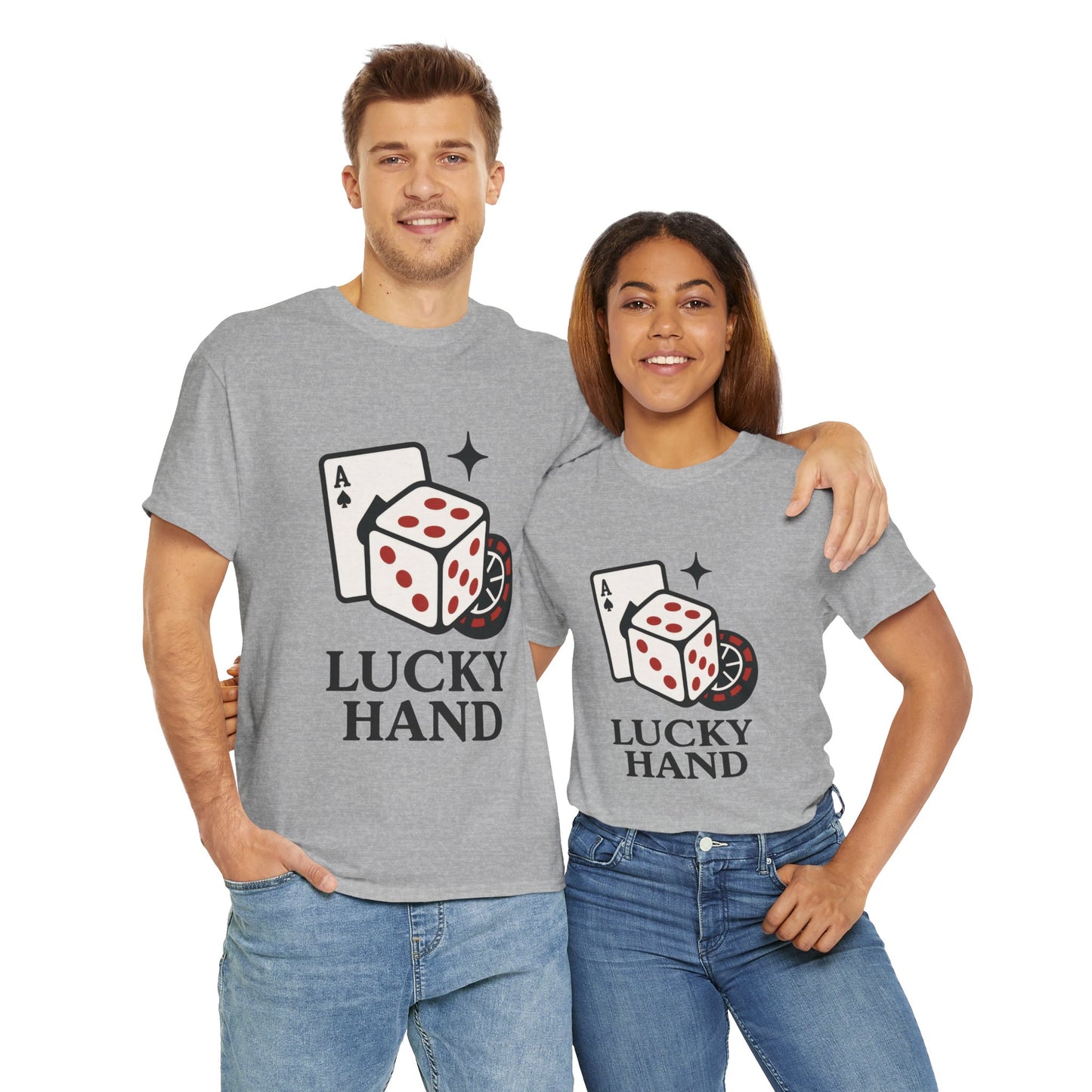Lucky Hand Unisex Heavy Cotton Tee, Gambling Shirt, Casino Wear, Good Luck Gift, Poker T-Shirt, Casual Vintage Style