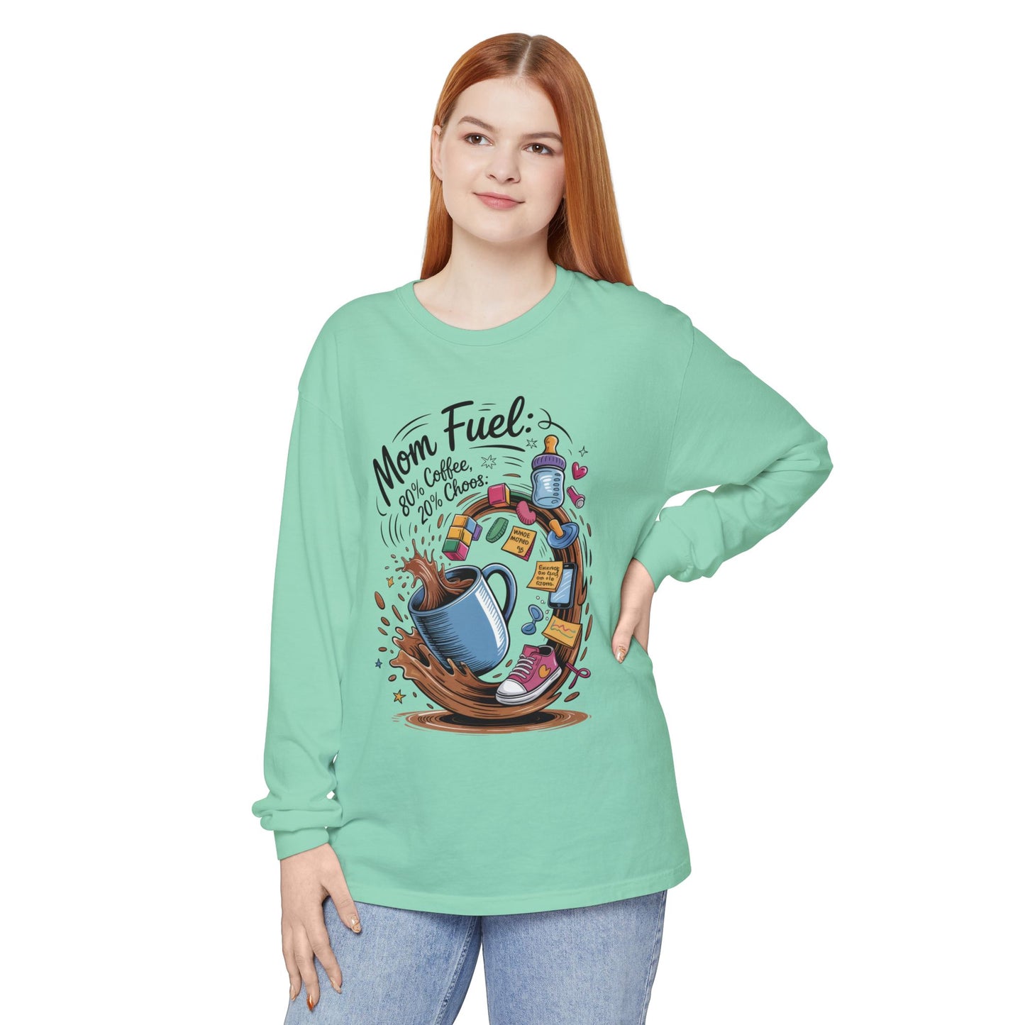 Mom Fuel Long Sleeve T-Shirt, Coffee Lovers Gift, Mother's Day Apparel, Cute Mom Shirt, Coffee Lover Mom Life Top, Coffee Lover's Tee