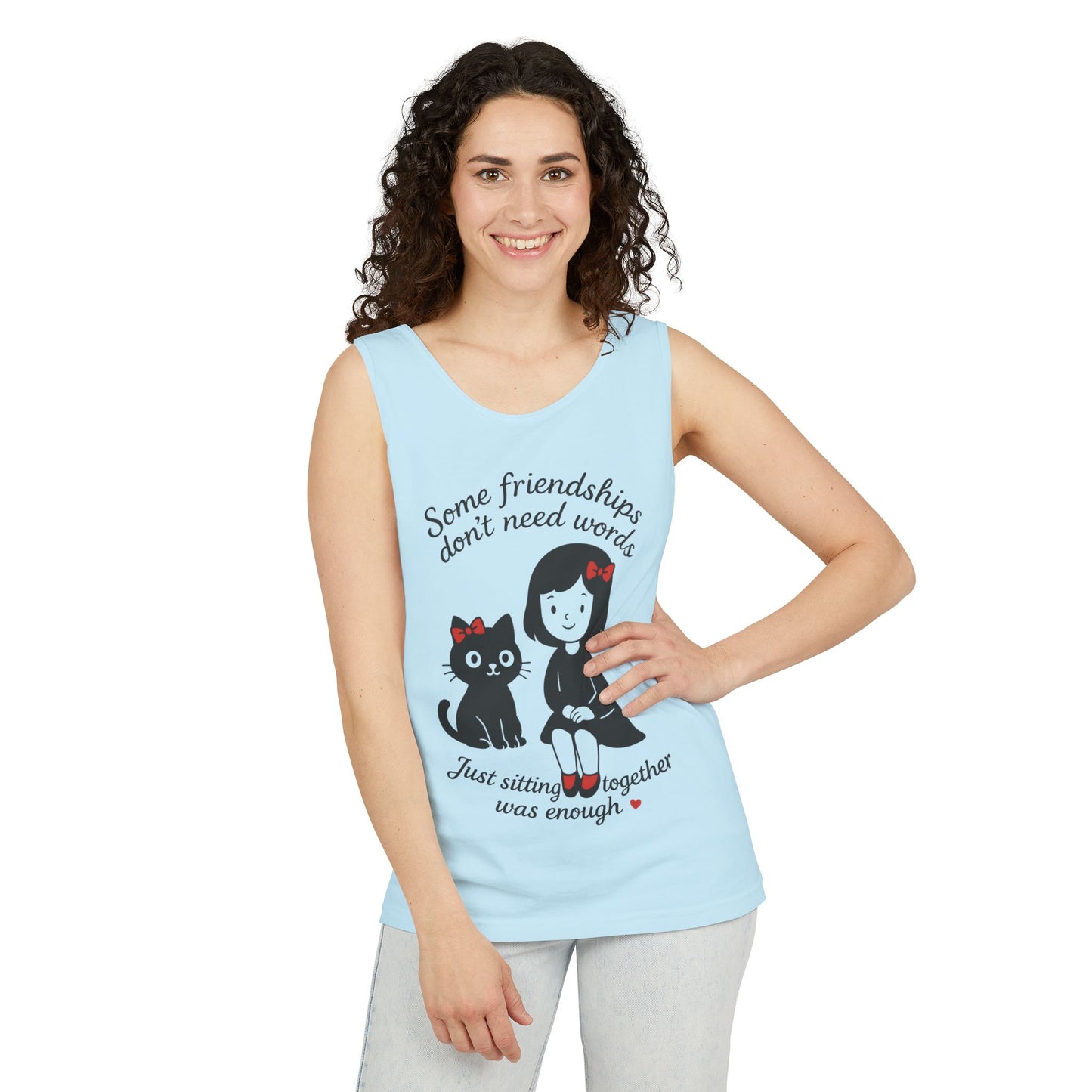 Friendship Tank Top, Cute Cat Lovers Gift, Womens Summer Apparel, Perfect for Casual Outings, Friendship Day, Cat Mom Tees