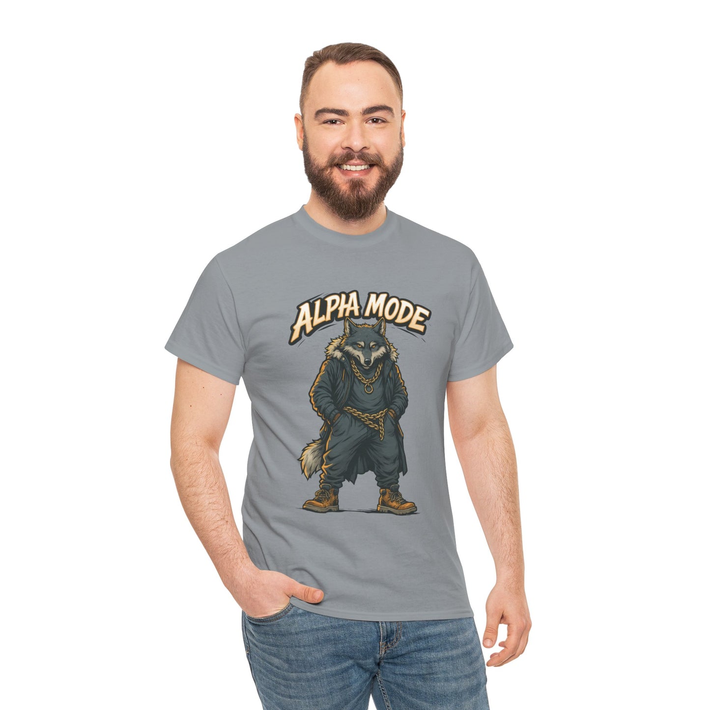 Alpha Mode Wolf Shirt, Mens Streetwear Graphic Tee, Hip Hop Wolf T-Shirt, Alpha Male Power Shirt, Cool Urban Wolf Gift, Trendy Summer Shirt