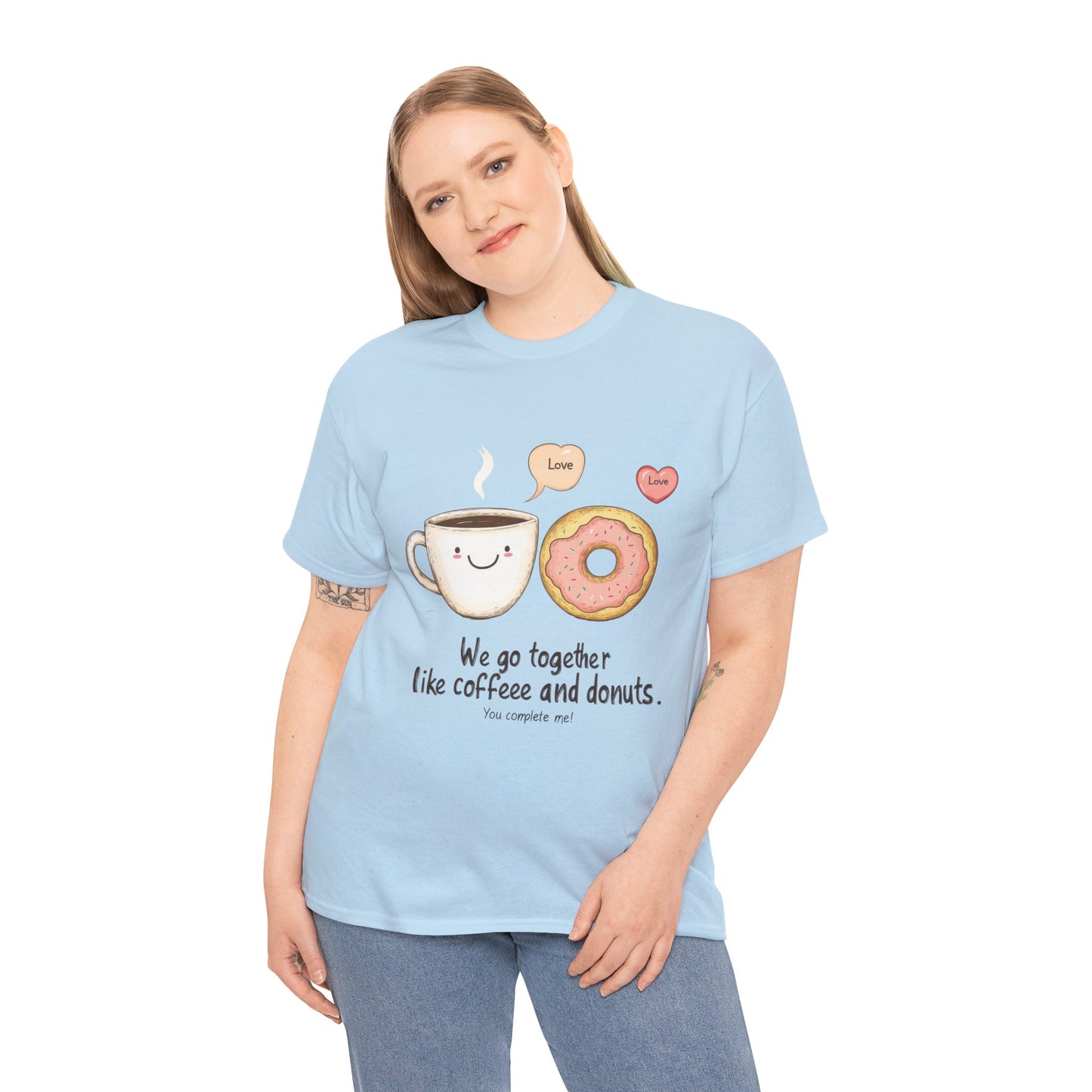 Cute Coffee and Donut Love T-Shirt, Funny Couple Quote, Kawaii Breakfast Graphic Shirt, Gift for Coffee Lovers, Gift for Valentine's Day