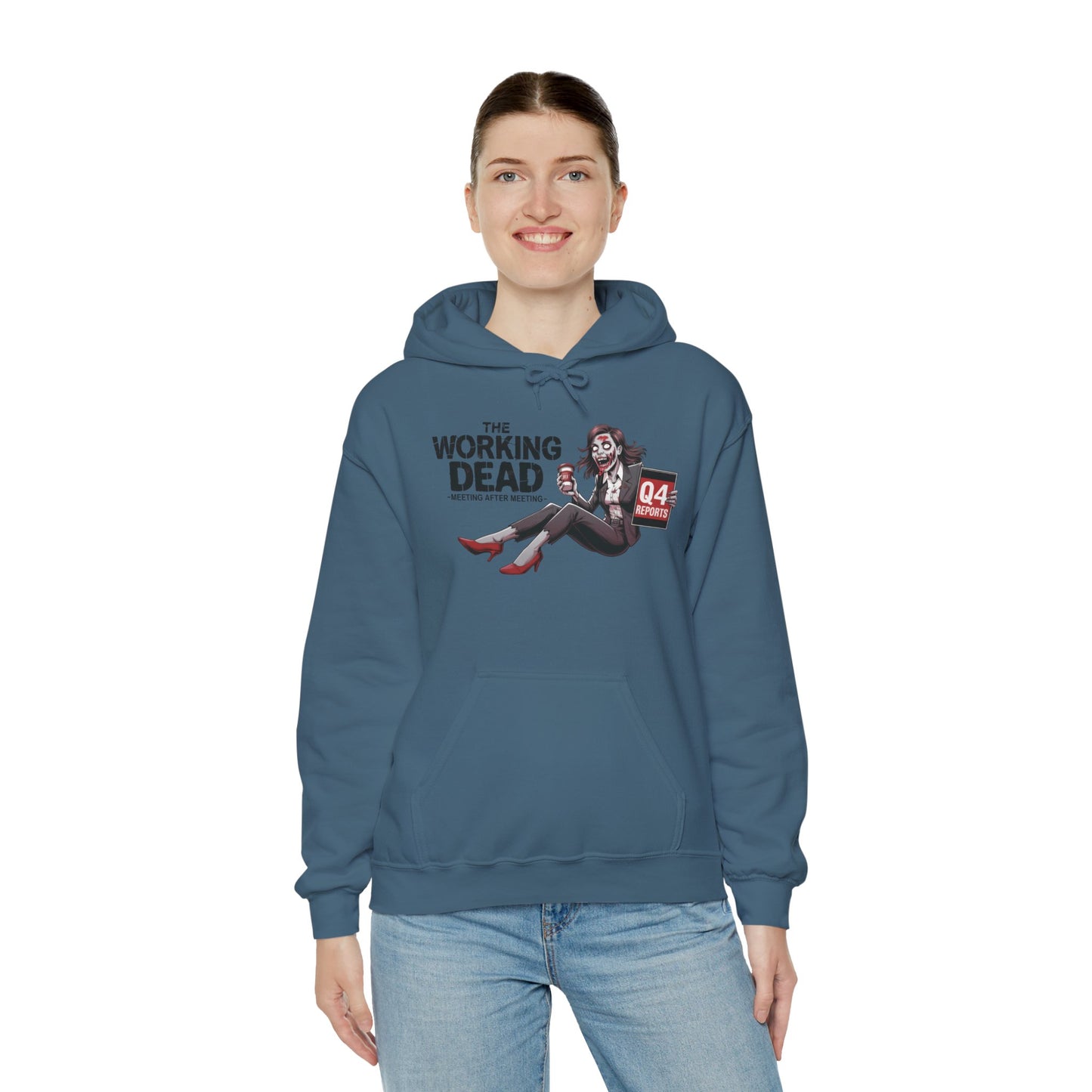 The Working Dead Women's Zombie Hoodie, Funny Office Meeting Sweatshirt, Halloween Zombie Top, Halloween Work Top