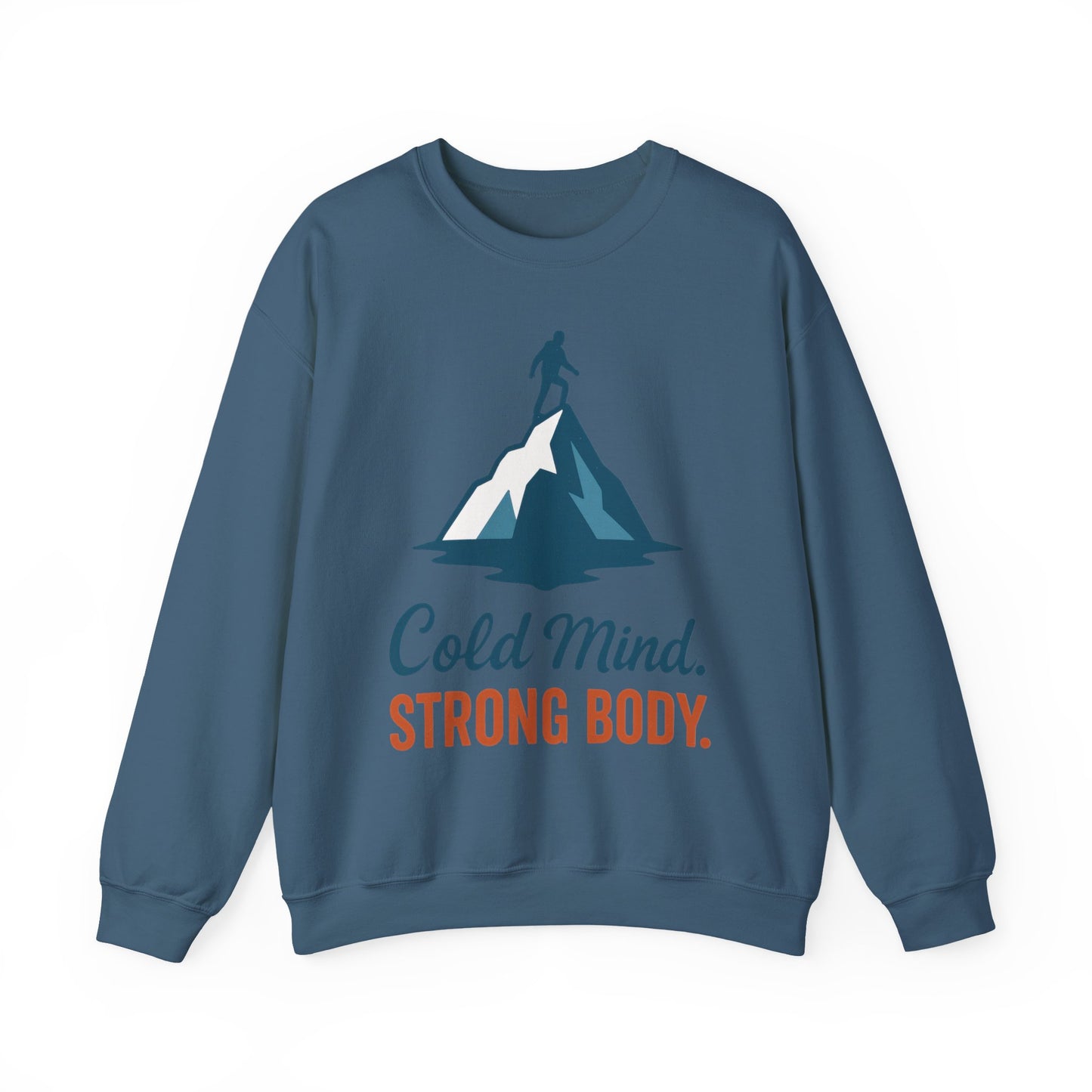 Men's Heavy Blend™ Crewneck Sweatshirt, Cold Mind Strong Body Sweatshirt, Nordic Mountain Minimalist Pullover