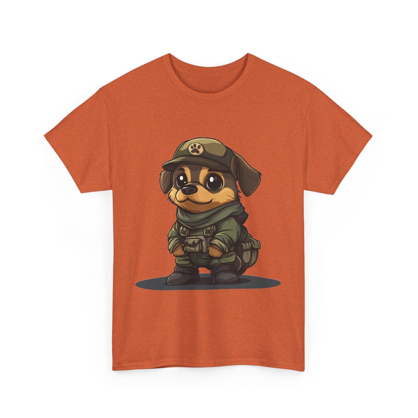 Funny Dog Soldier Tee, Cute Military Dog Cartoon Unisex Heavy Cotton Tee , Pet Lover Gift, Gift for Dog Owners, Gift for Army Fans