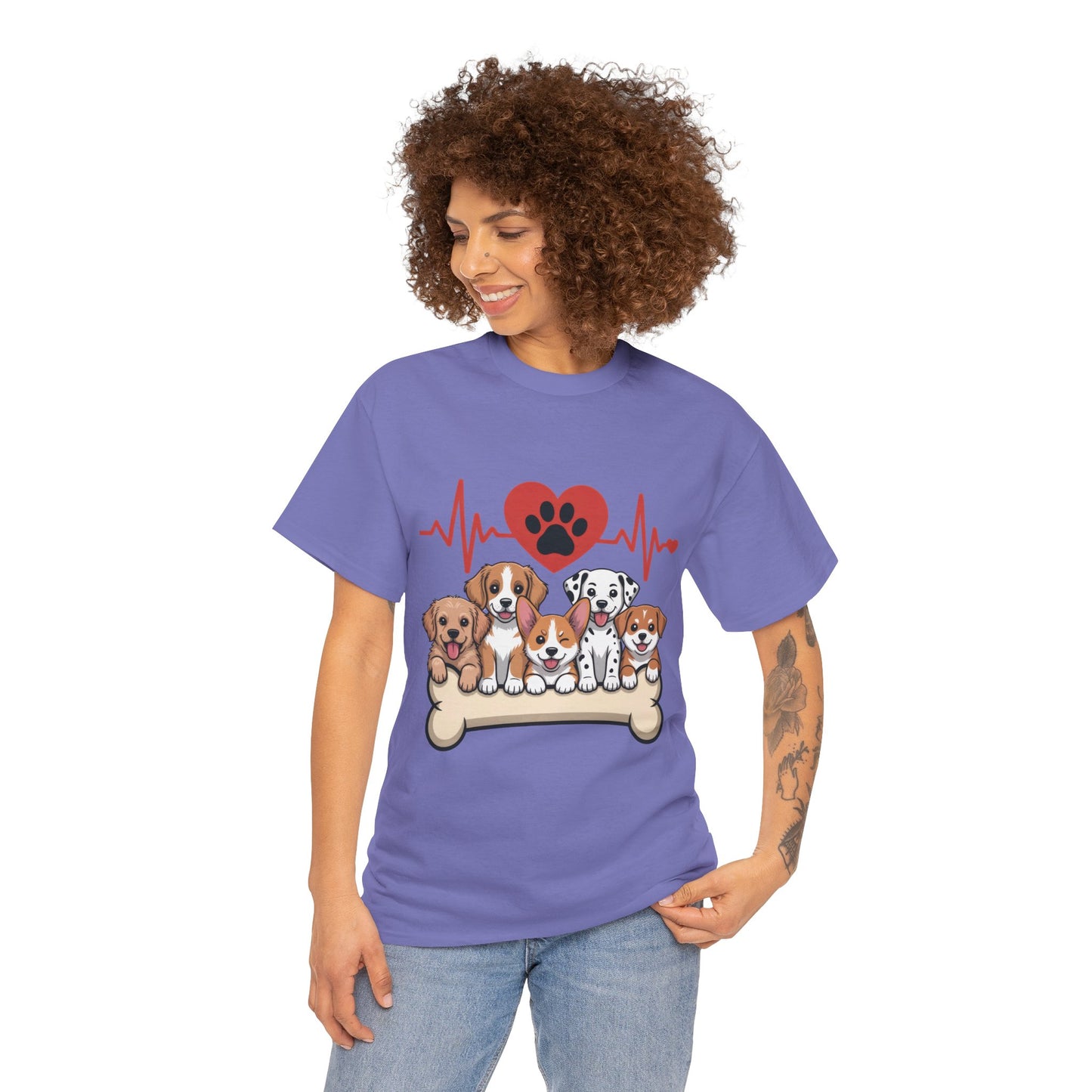 Cute Puppy Heartbeat Women's T-Shirt, Dog Lover Gift, Paw Print Heart Graphic Tee