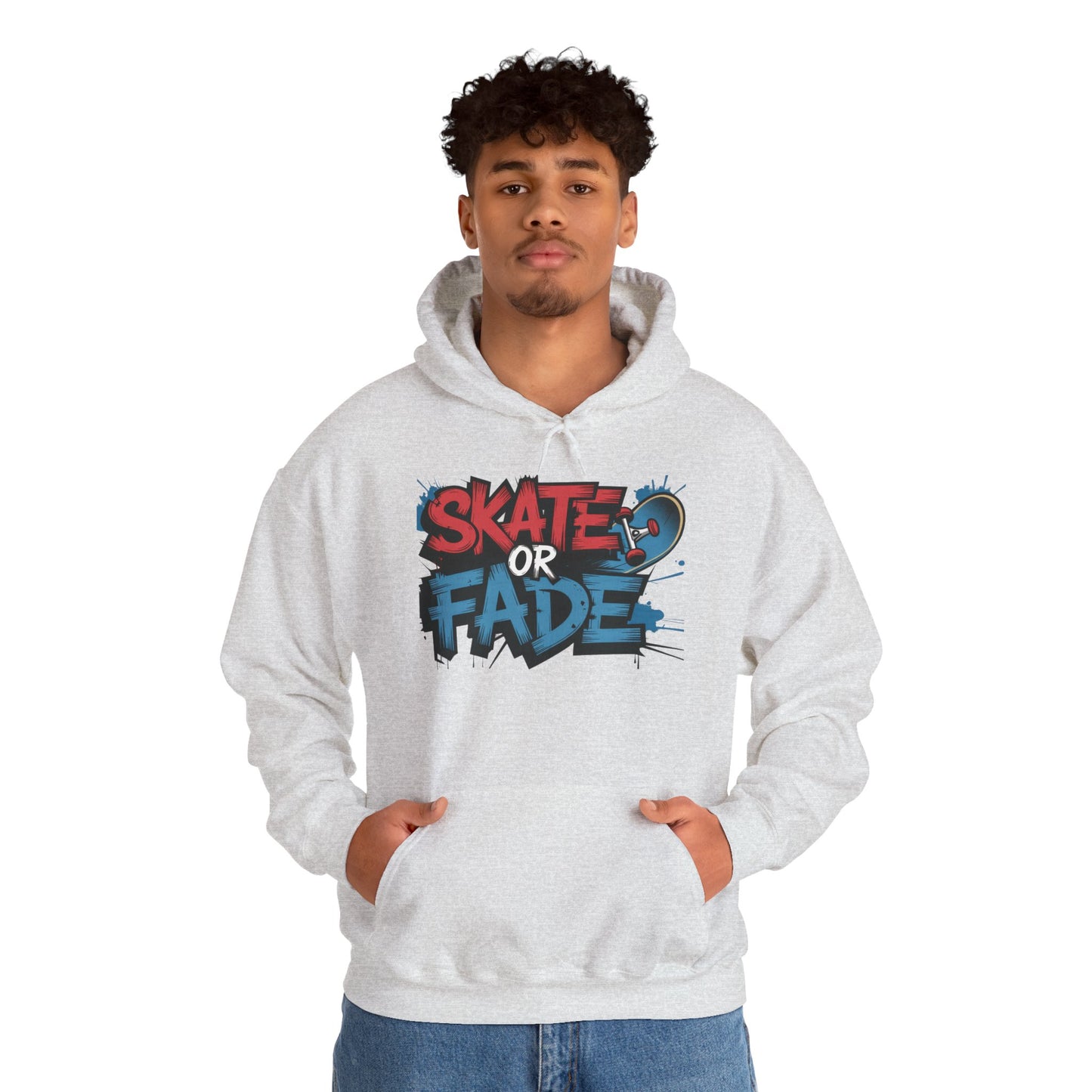Skate Or Fade Men's Hoodie, Graffiti Skateboarding Pullover, Urban Streetwear Hoodie for Skaters