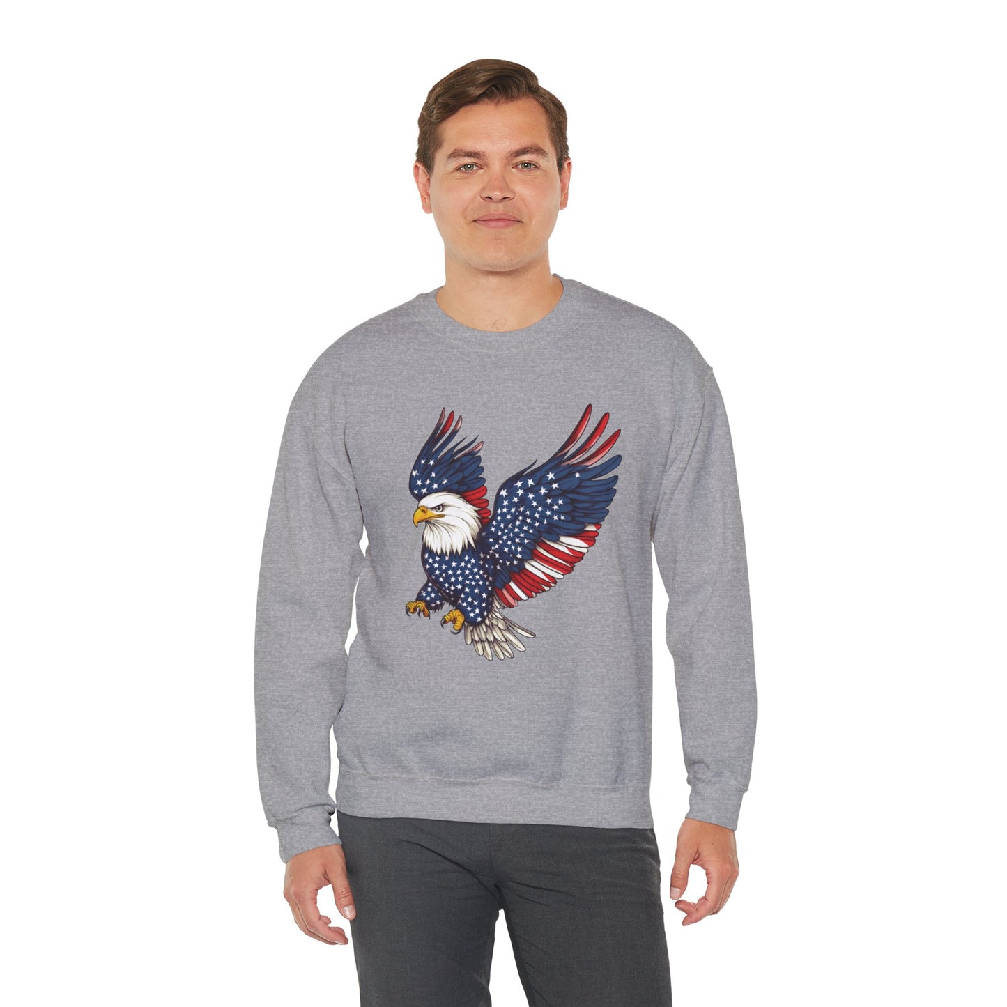 Patriotic Eagle Sweatshirt, Unisex Crewneck, USA Pride Apparel, Cozy Everyday Wear, Perfect for Independence Day, Gift for Patriots