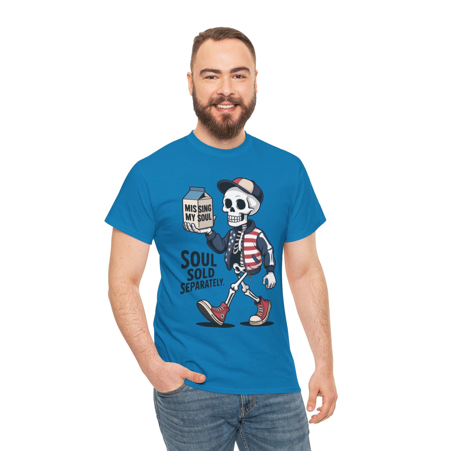 Funny Skeleton T-Shirt Soul Sold Separately Graphic Tee, Missing Soul Cartoon Shirt, Gothic Streetwear, Halloween Gift Tee