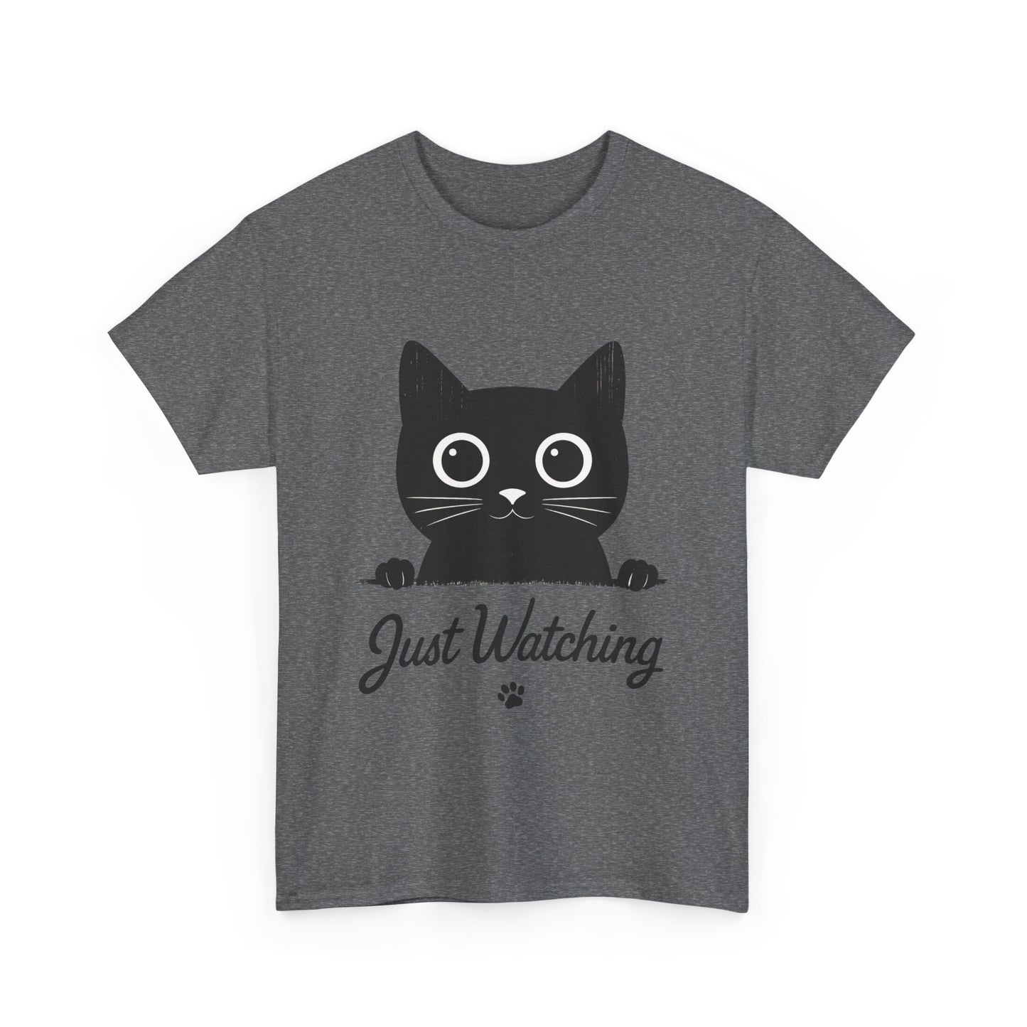 Cute Black Cat Shirt for Women - Just Watching Minimalist Kitty Tee - Funny Cat Lover Gift, Funny Pet Lover Gift, Animal Lover Tee