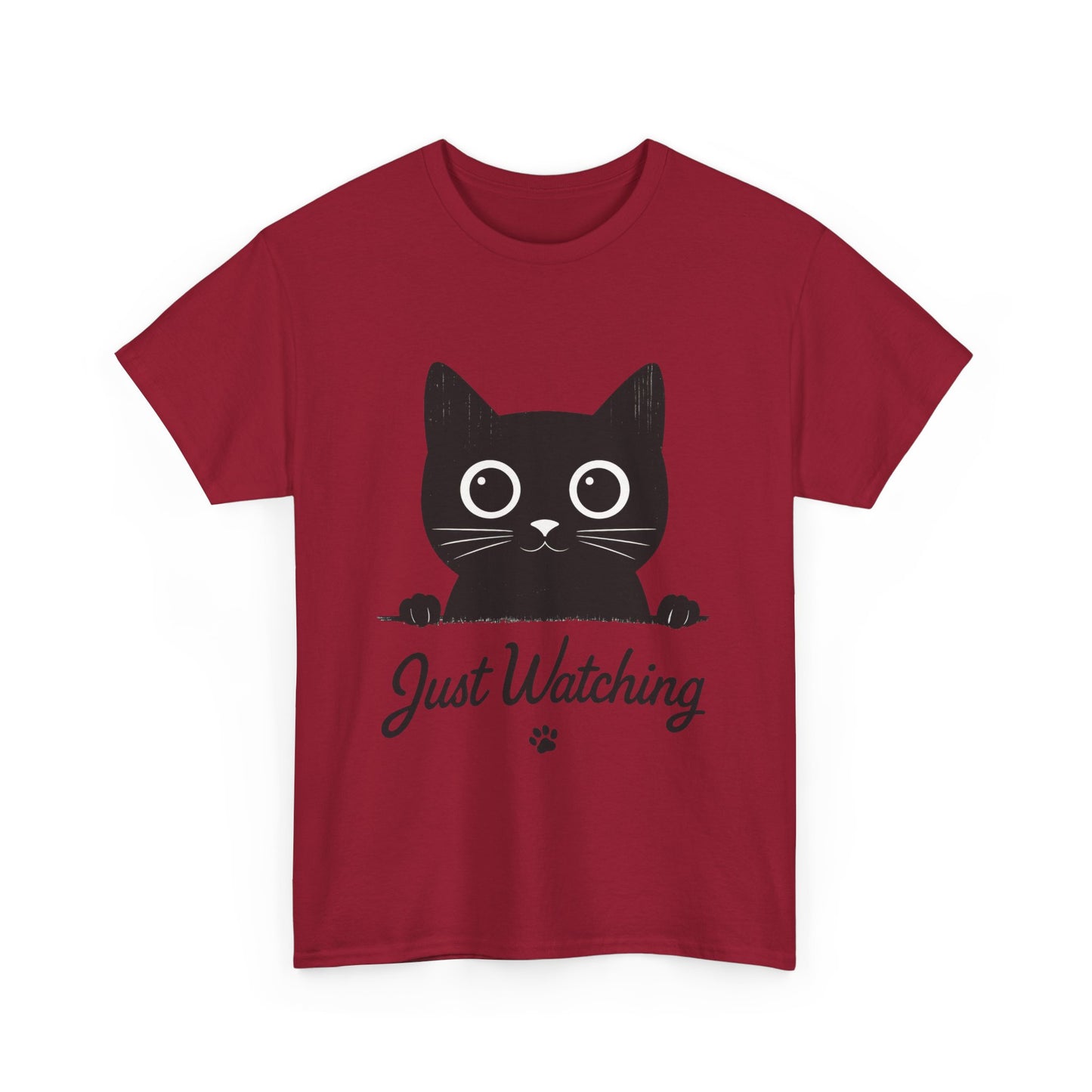 Cute Black Cat Shirt for Women - Just Watching Minimalist Kitty Tee - Funny Cat Lover Gift, Funny Pet Lover Gift, Animal Lover Tee