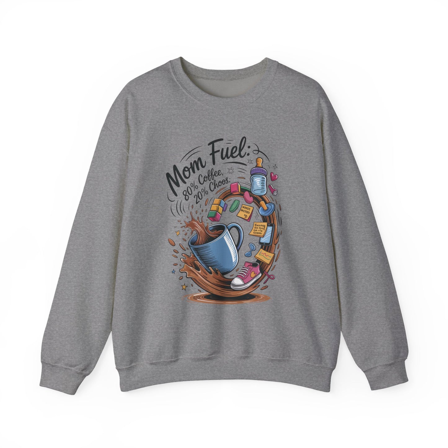 Mom Fuel Unisex Crewneck Sweatshirt, Perfect for Coffee Lovers, Gifts for Moms, Cozy Casual Wear, Funny Graphic Sweatshirt, Mother's Day