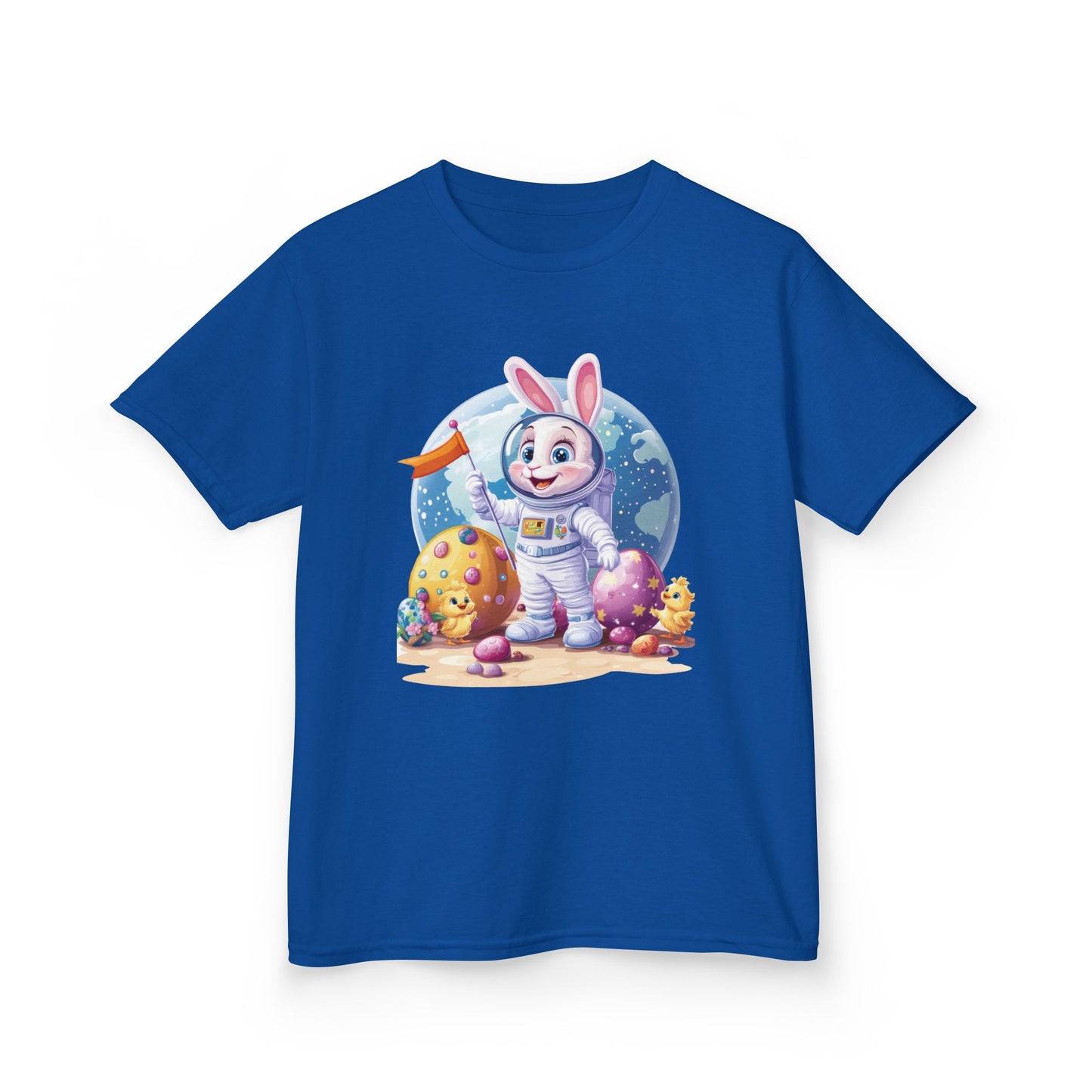 Kids Easter Astronaut Bunny T-Shirt, Space Bunny with Eggs, Galaxy Adventure Tee, Cute Bunny Gift for Boys and Girls