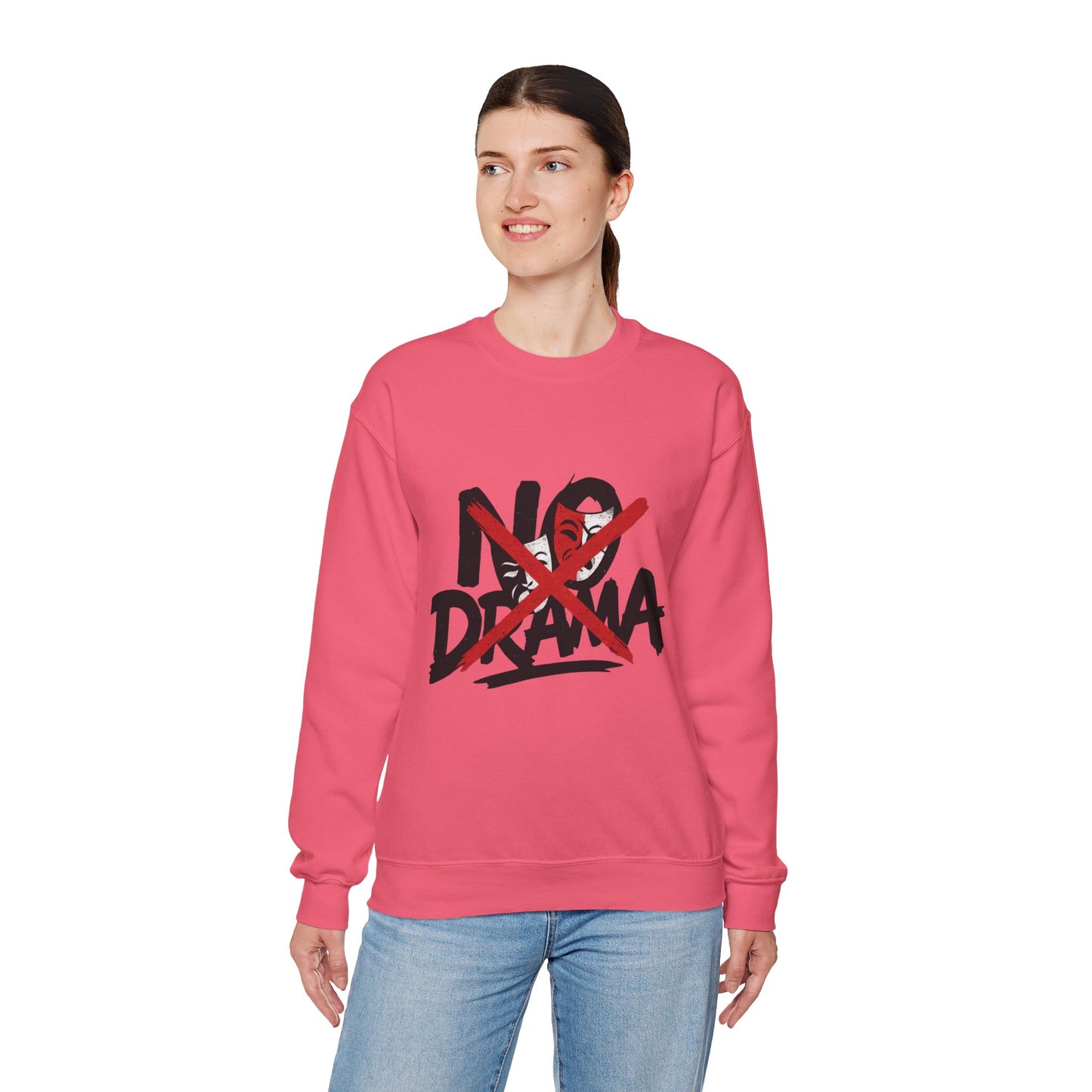 No Drama Crewneck Womens Sweatshirt, Cozy Sweatshirt, Relaxed Fit Pullover, Casual Gift for Friends, Everyday Comfort Apparel