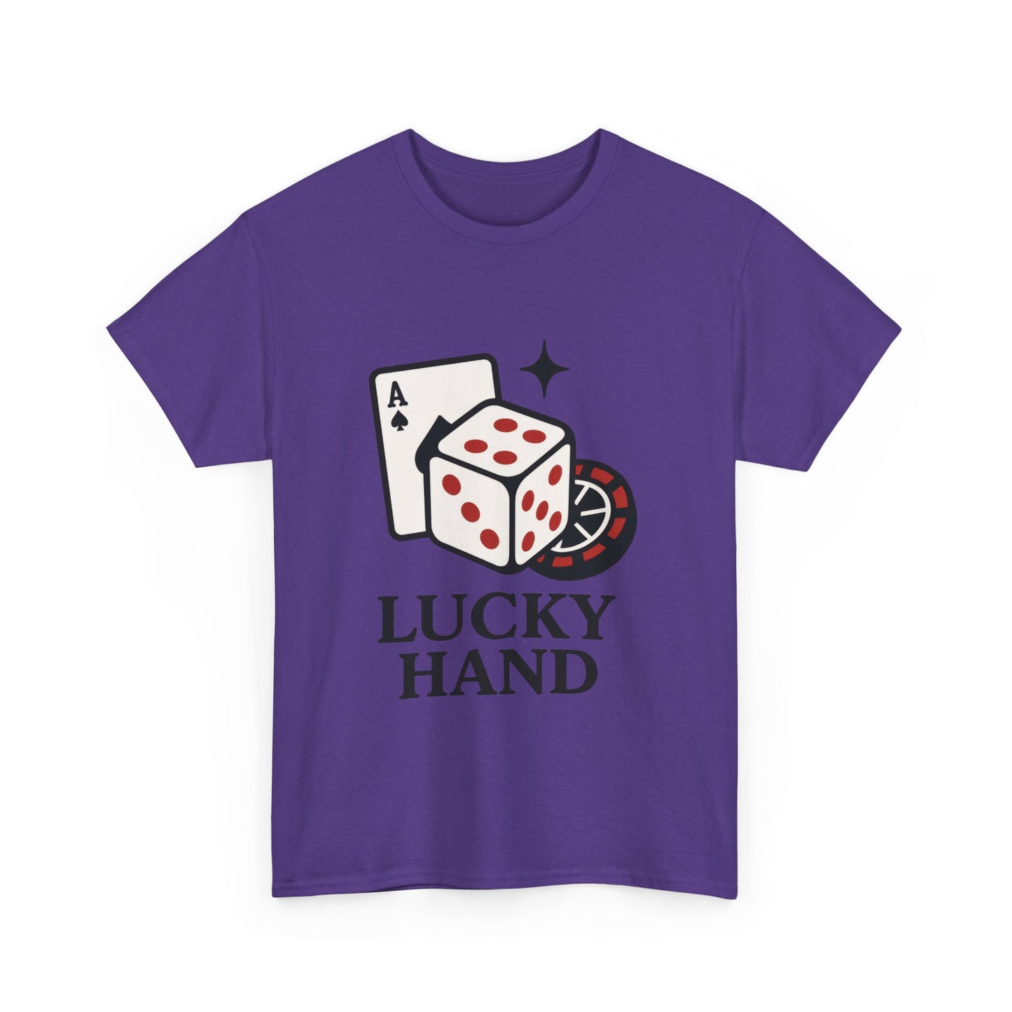 Lucky Hand Unisex Heavy Cotton Tee, Gambling Shirt, Casino Wear, Good Luck Gift, Poker T-Shirt, Casual Vintage Style