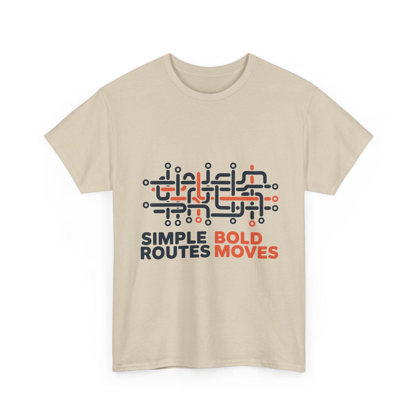 Simple Routes Bold Moves Mens T-Shirt, Minimal Urban Metro Map Graphic Tee