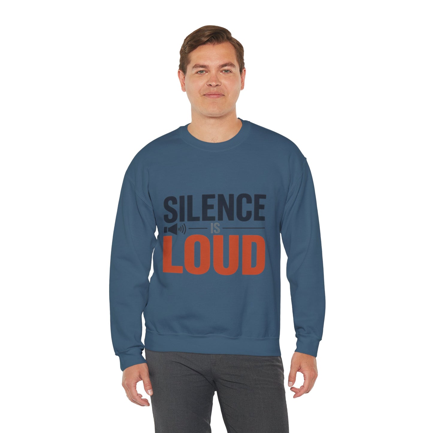 Mens Heavy Blend™ Crewneck Sweatshirt, Silence Is Loud Motivational Mens Sweatshirt