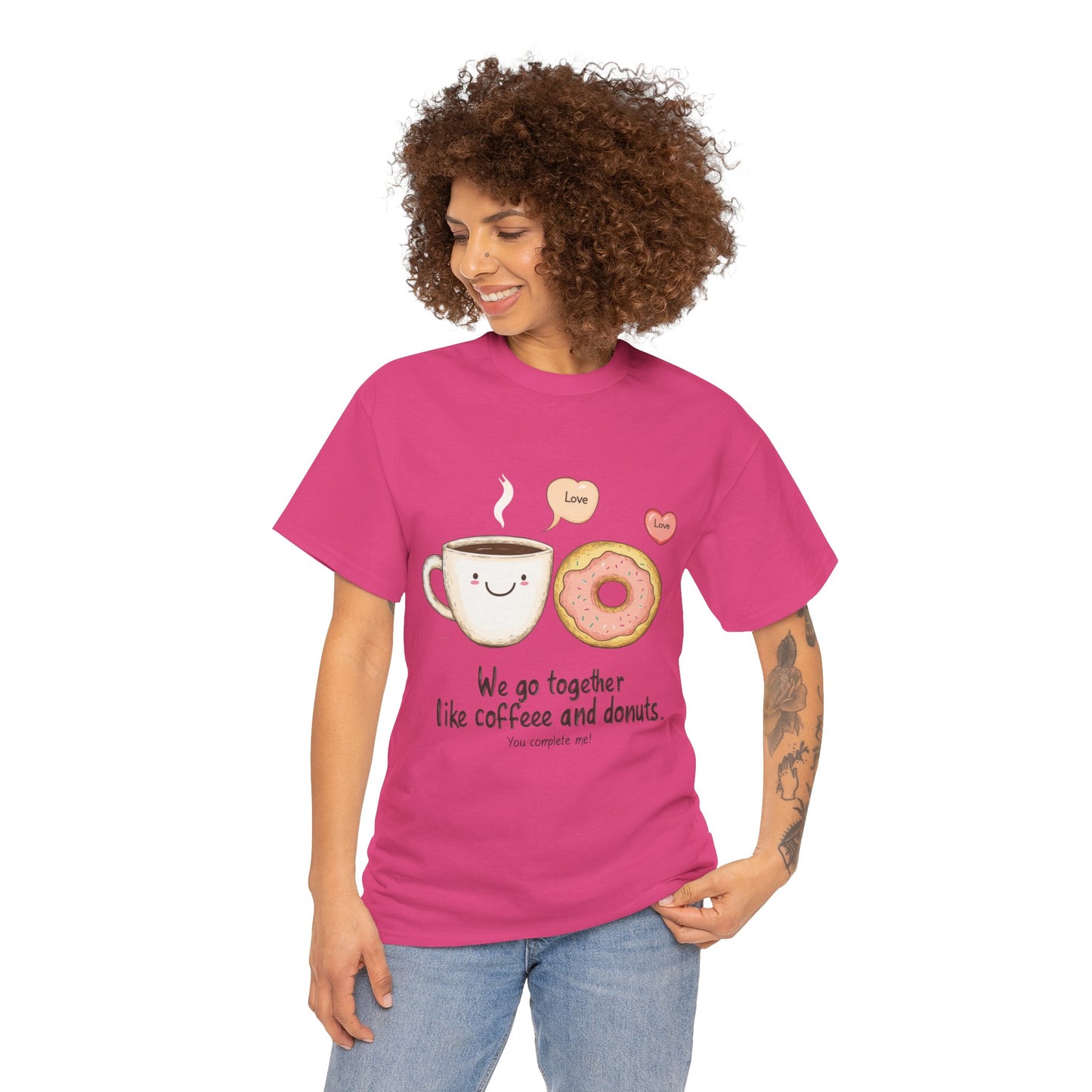 Cute Coffee and Donut Love T-Shirt, Funny Couple Quote, Kawaii Breakfast Graphic Shirt, Gift for Coffee Lovers, Gift for Valentine's Day