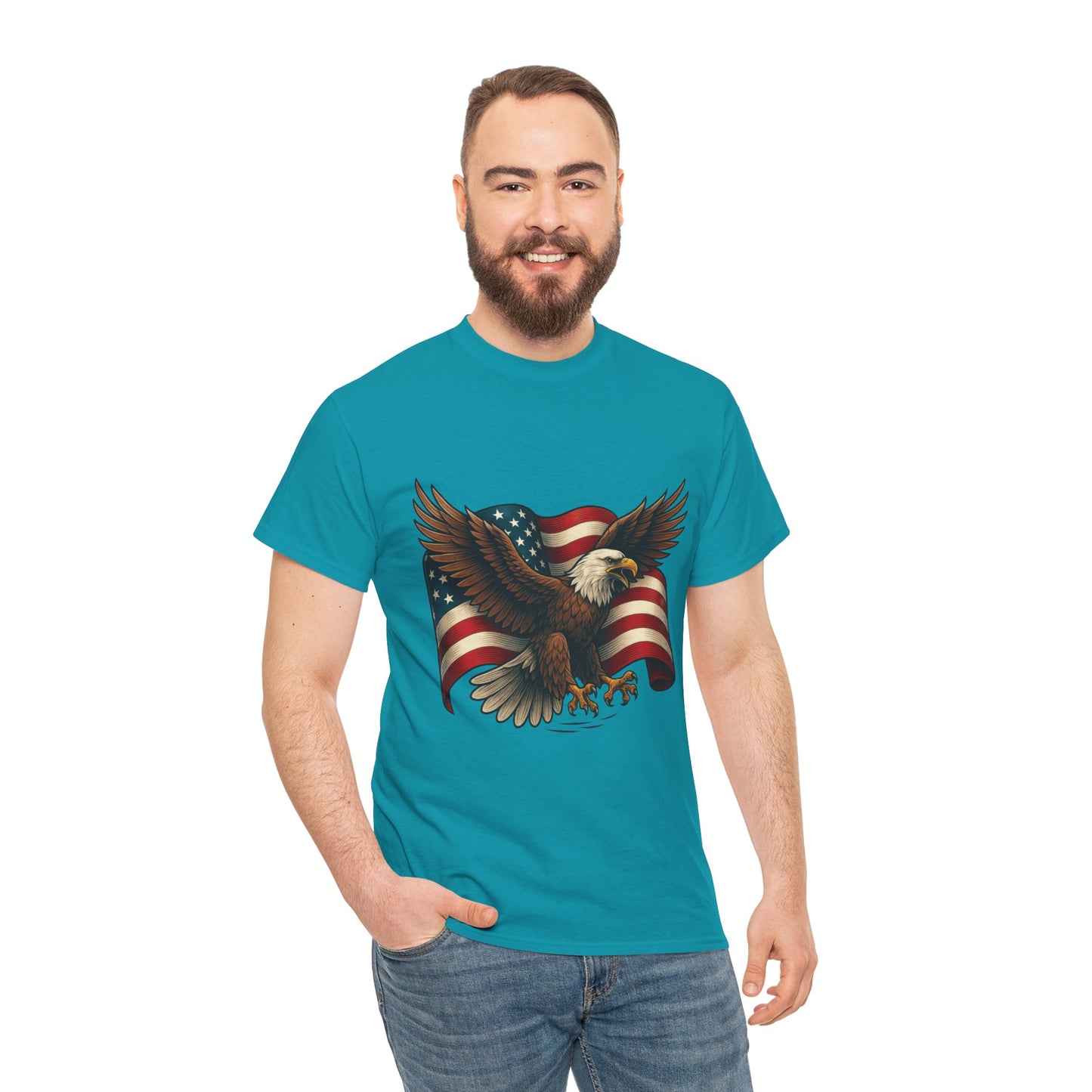 American Eagle Graphic Tee, Patriotic T-Shirt, Fourth of July Apparel, Eagle Love Shirt, Unisex Heavy Cotton Tee