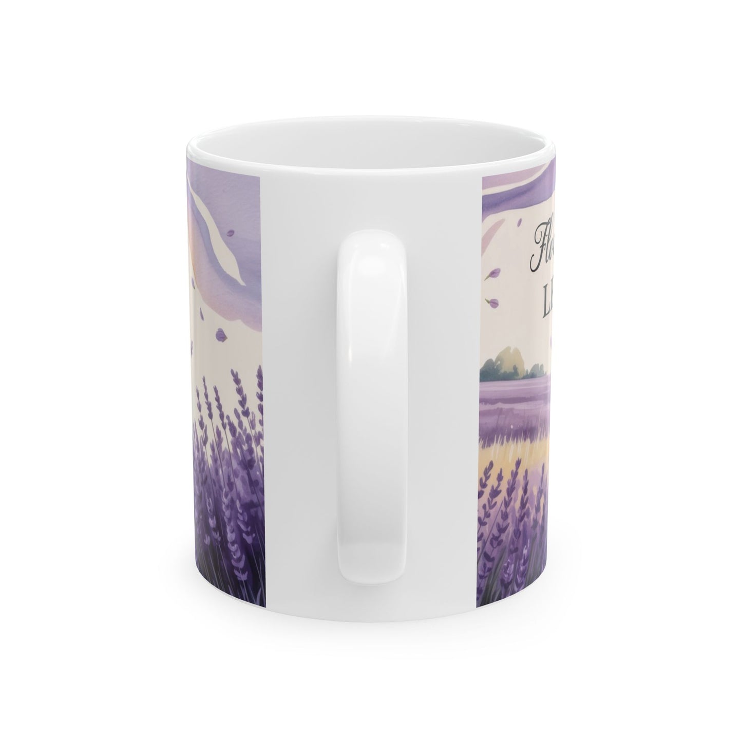 Lavender Field Mug, Bicycle Coffee Cup, Tranquil Nature Lover Gift, Calm Summer Vibes Mug, Motivational Coffee Cup, Inspirational Quotes