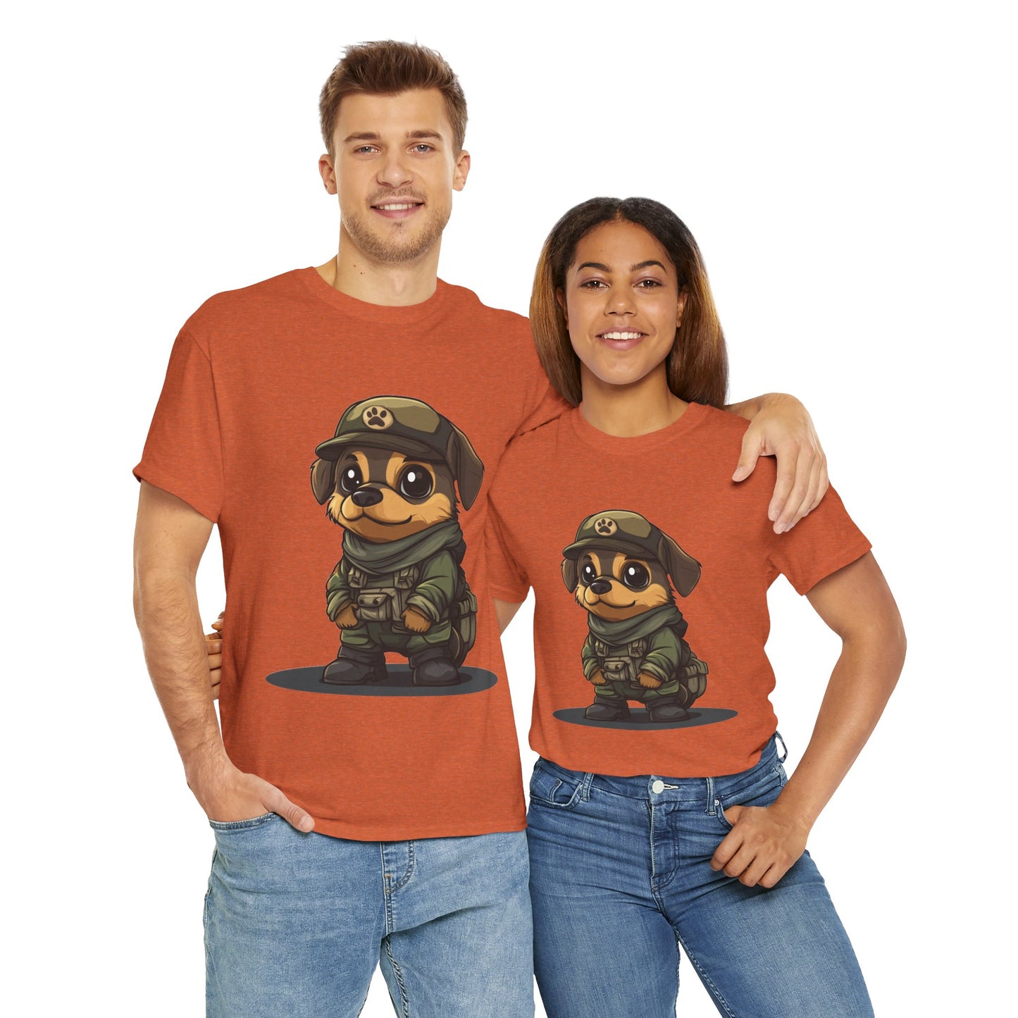 Funny Dog Soldier Tee, Cute Military Dog Cartoon Unisex Heavy Cotton Tee , Pet Lover Gift, Gift for Dog Owners, Gift for Army Fans