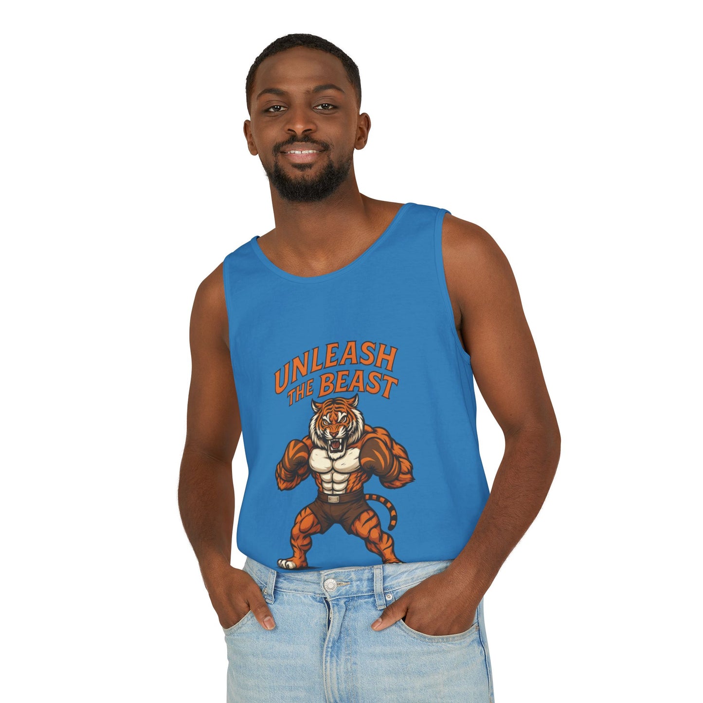 Unleash The Beast Tiger Gym Tank Top - Mens Workout Muscle Tank, Fitness Motivation Sleeveless Shirt, Bodybuilding Top, Strong Beast Gym Top