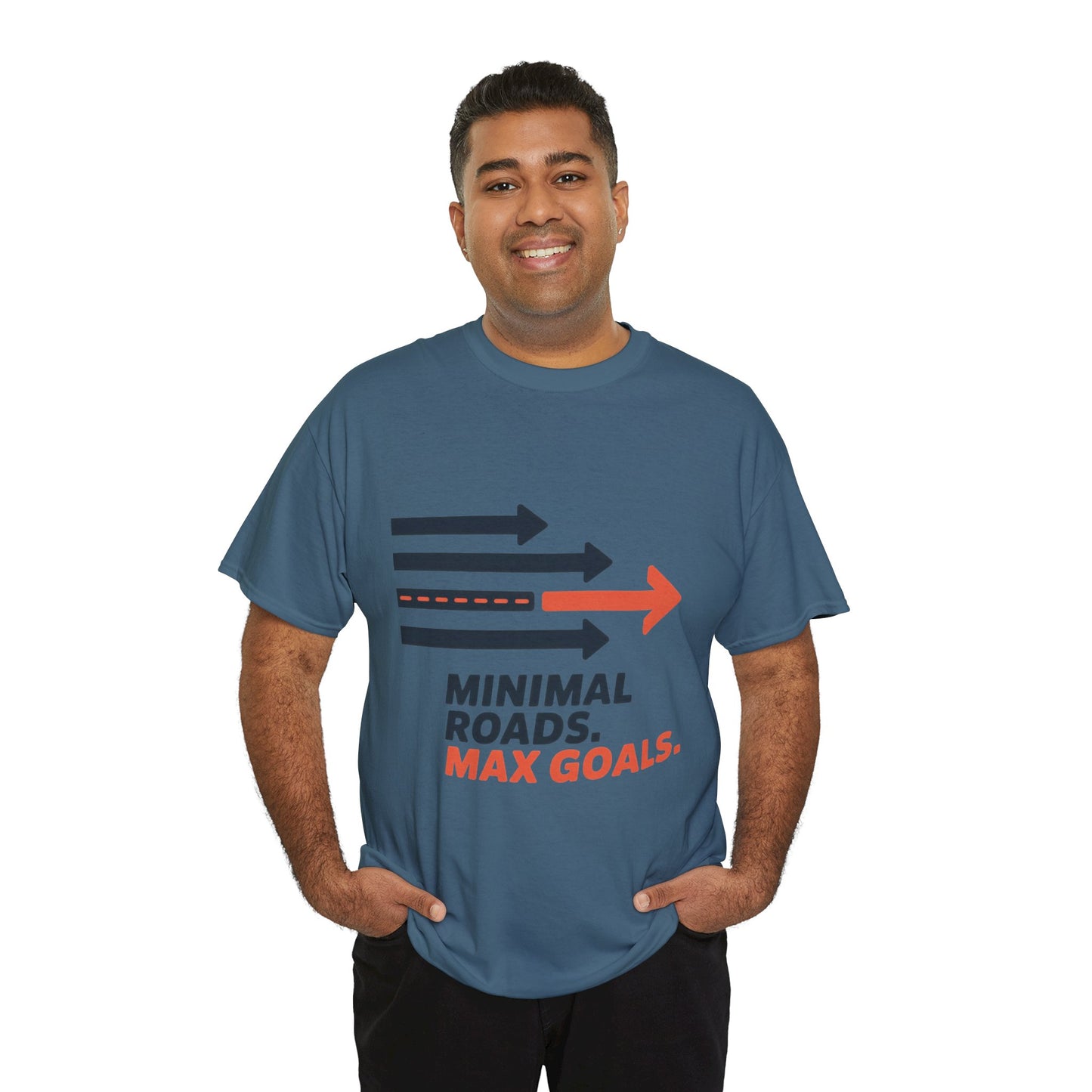 Minimal Roads Max Goals Motivational Mens T-Shirt, Urban Style Graphic Tee